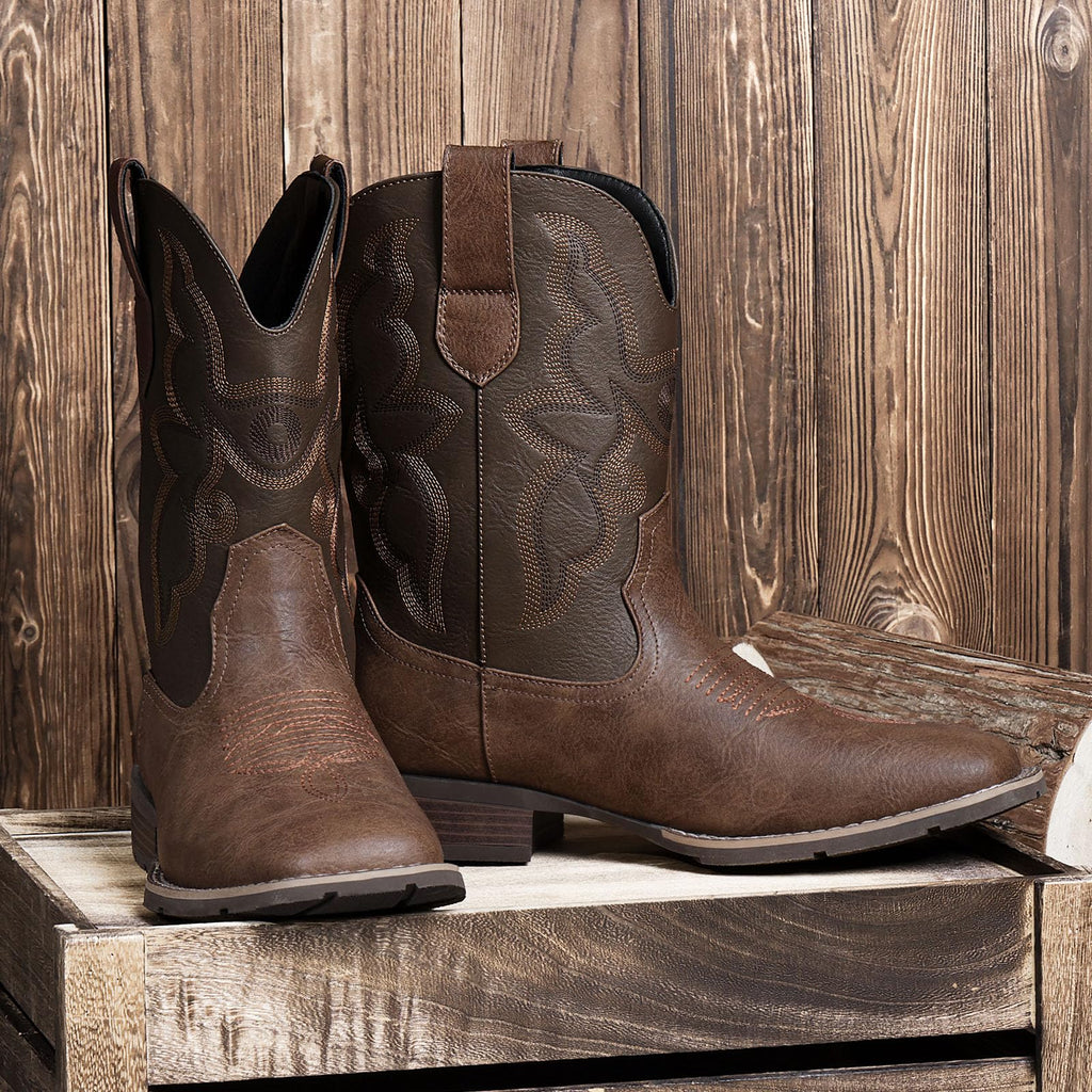 Cowboy Boots For Men - Western Boot Men's Cowboy Boots With Square Toe | Cowboy Western Boot | Pull-on Boots| Old West Style Embroidered
