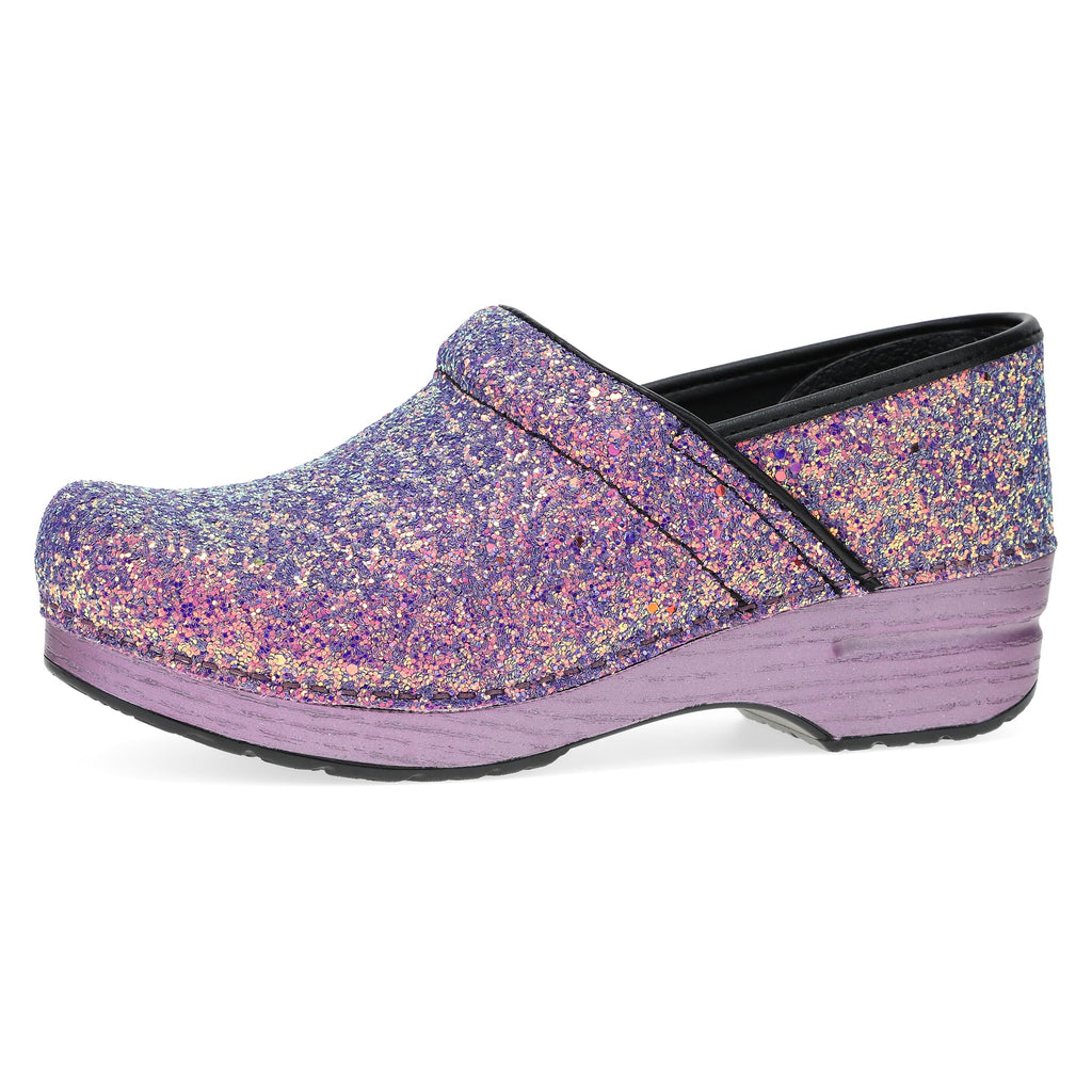 Dansko Professional Glitter Slip-On Clogs for Women – Rocker Sole and Arch Support for Comfort – Shiny and Stylish Glitter Uppers
