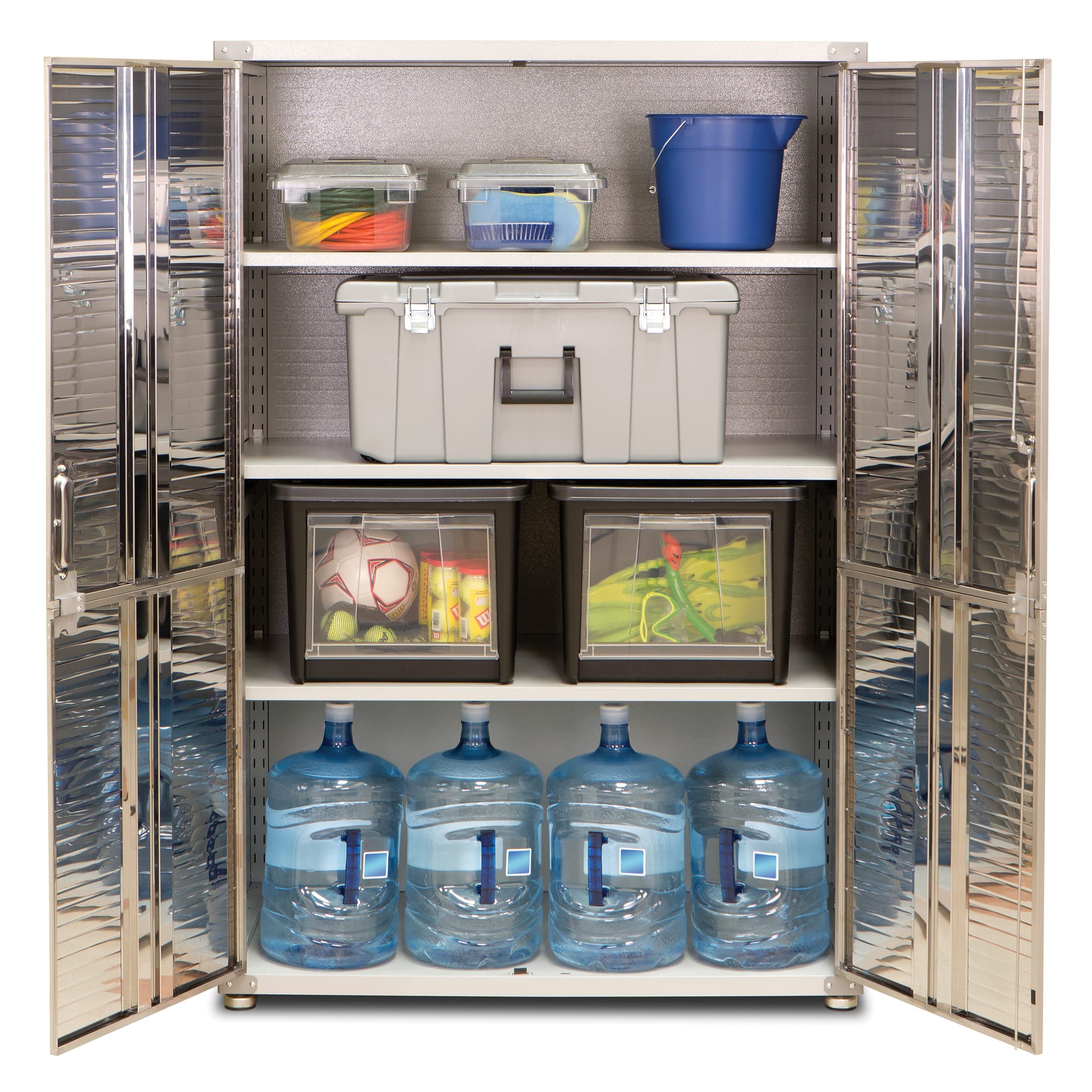 Seville Classics UltraHD Solid Steel Lockable Metal Storage Cabinet Locker Organizer, w/Adjustable Shelves for Garage, Warehouse, Office, Classroom, Granite, 30" W x 18" D x 72" H