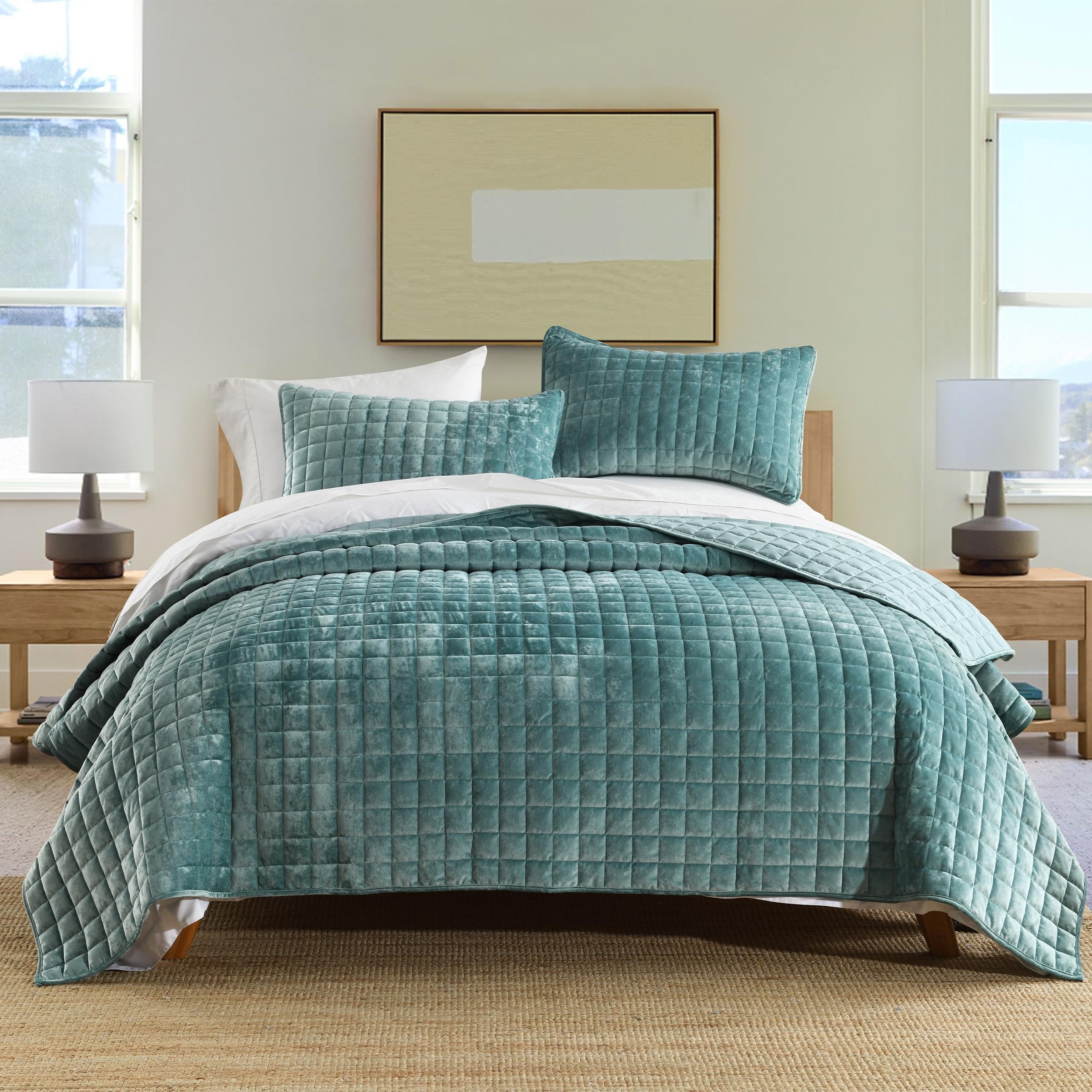 Secgo Twin Comforter Set for Bed - 100% Cotton Quilts Twin Size, Black Bedspreads with 2 Pillow Shams, Patchwork Reversible Lightweight Bedding