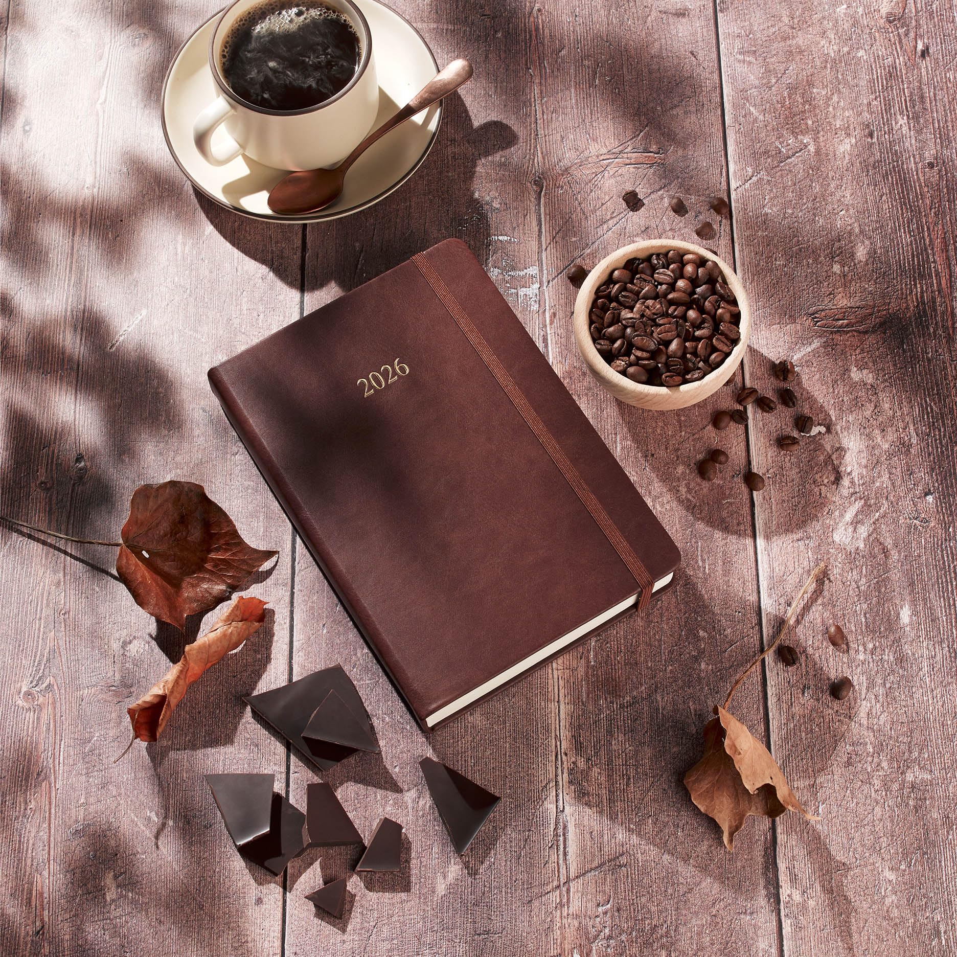 Wykeham's Executive 2026 Daily Journal Planner – US Public Holidays & Format – Customization Available (Brown, 6" x 4.5")