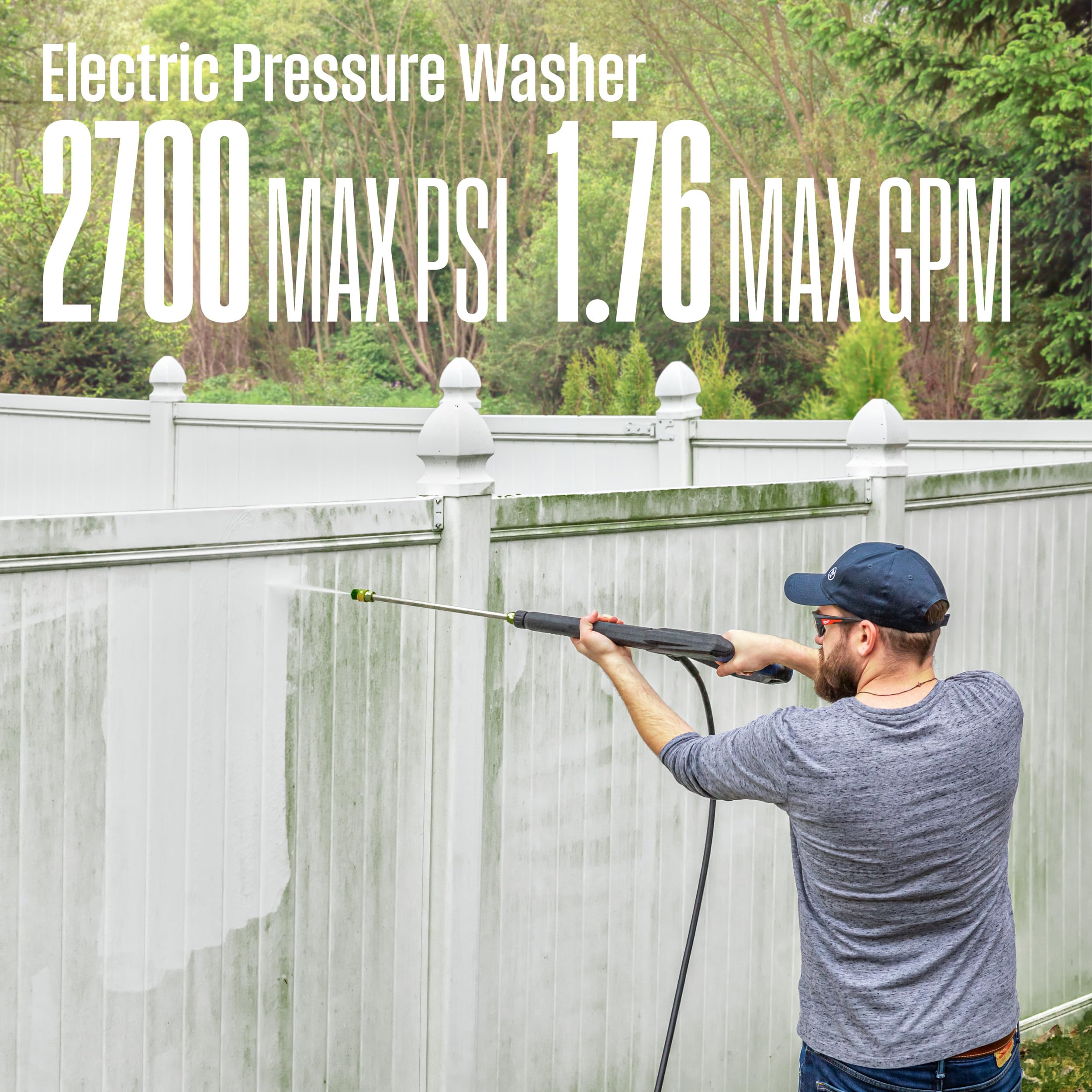 Westinghouse WPX2300e Electric Pressure Washer, 2300 Max PSI and 1.76 Max GPM, Induction Motor, Onboard Soap Tank, Spray Gun and Wand, 5 Nozzle Set, for Cars/Fences/Driveways/Homes/Patios/Furniture