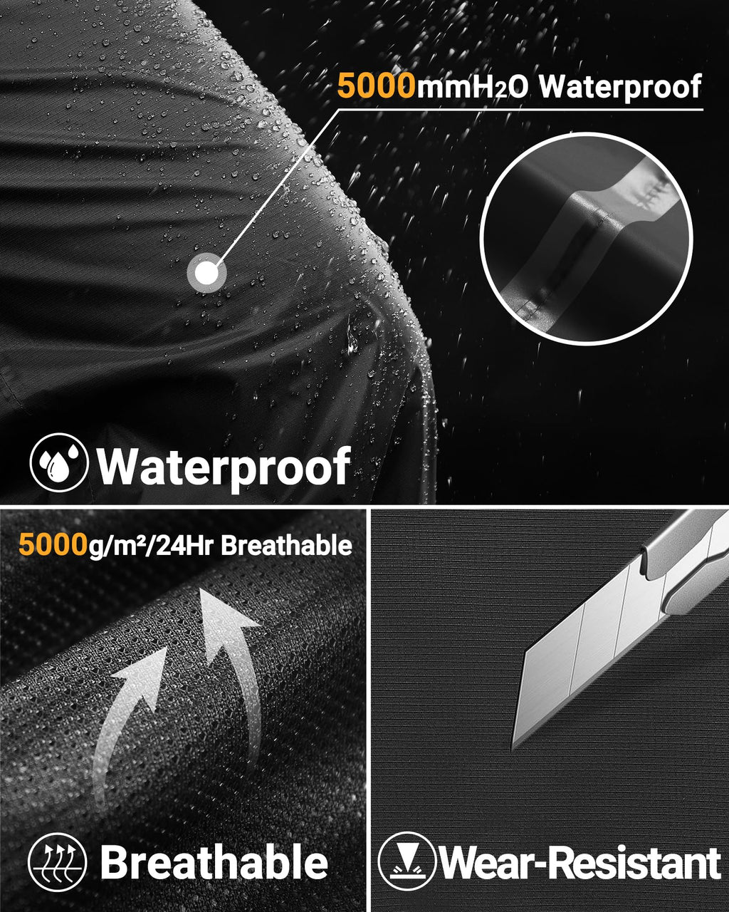 33,000ft Men's Rain Pants Full Zip Waterproof Pants Breathable Rain Over Trousers for Outdoor Hiking Golf Work