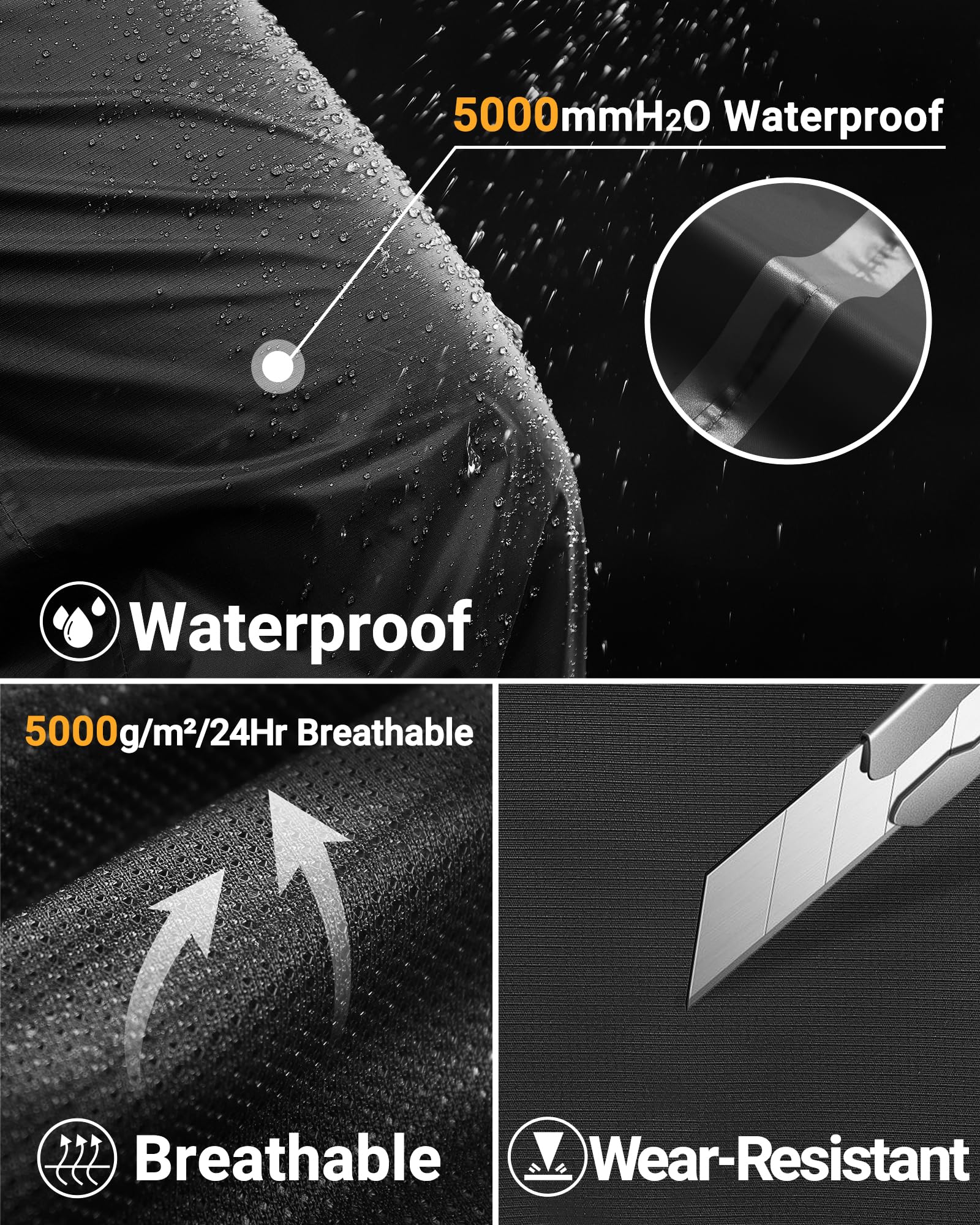 33,000ft Men's Rain Pants Full Zip Waterproof Pants Breathable Rain Over Trousers for Outdoor Hiking Golf Work