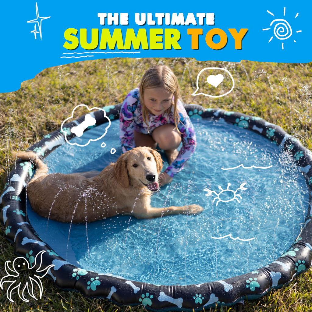 SplashEZ 3-in-1 Splash Pad, Sprinkler for Kids & Baby Pool for Learning – Toddler Sprinkler Pool, 60’’ Outside Water Toys – “from A to Z” Outdoor Play Mat for Babies & Toddlers