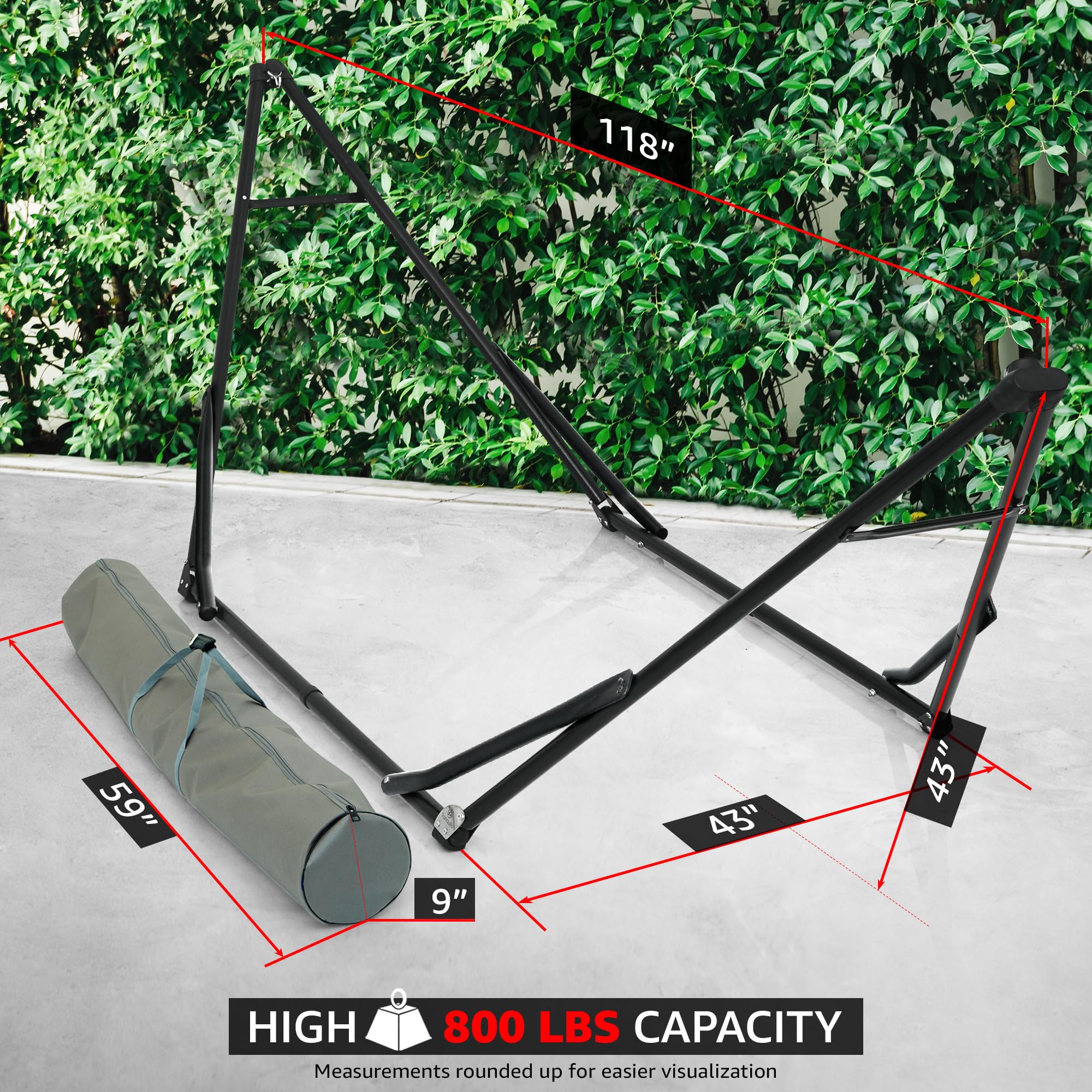 Tranquillo Unity Adjustable Hammock Stand, Hammocks Stands for The Garden, 800 lbs Capacity Steel Double Hammock Stand for 2 Persons, Premium Pre-Assembled Stand (Steel, Aegean)