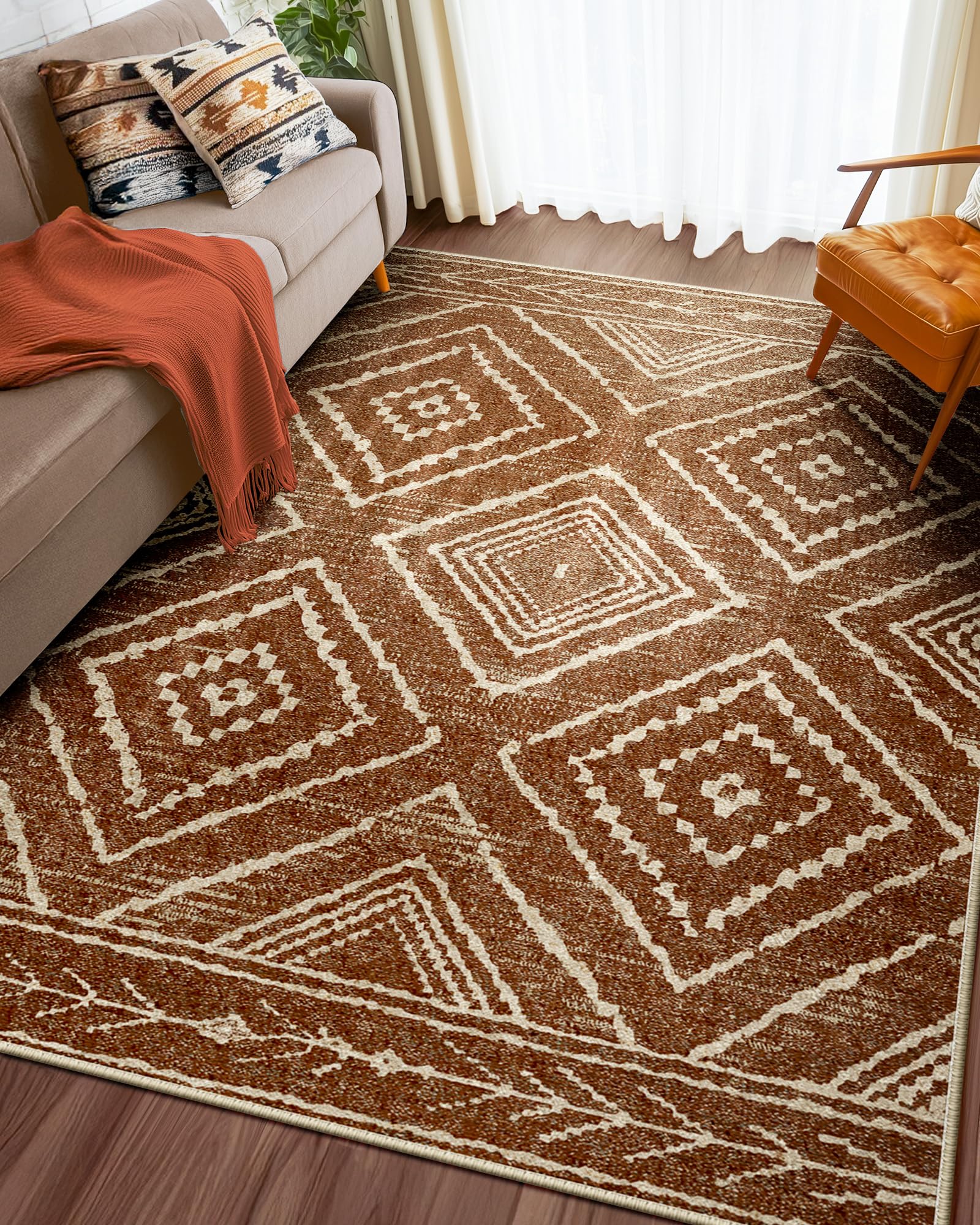 BESTSWEETIE Area Rug 2x3 Rug Machine Washable Non-Slip Low Pile Print Pattern Western Rug for Living Room Bedroom Entryway Tribal Series-Abstract/Cowhide