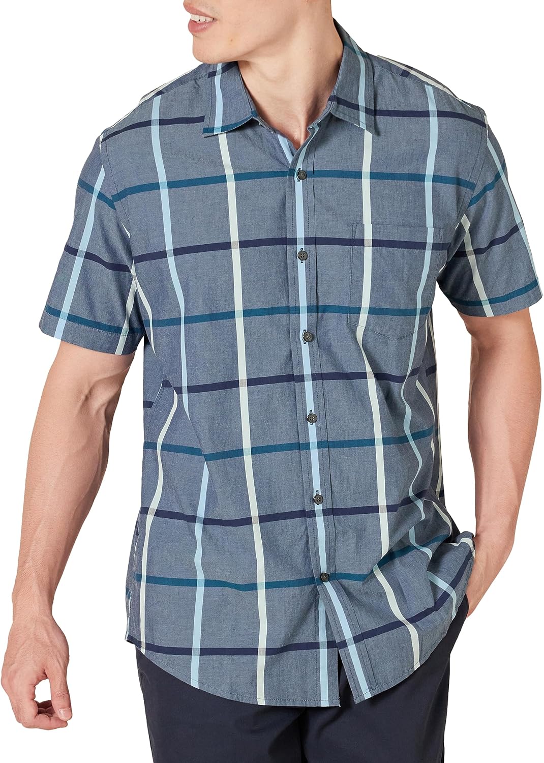 Amazon Essentials Men's Regular-Fit Short-Sleeve Poplin Shirt