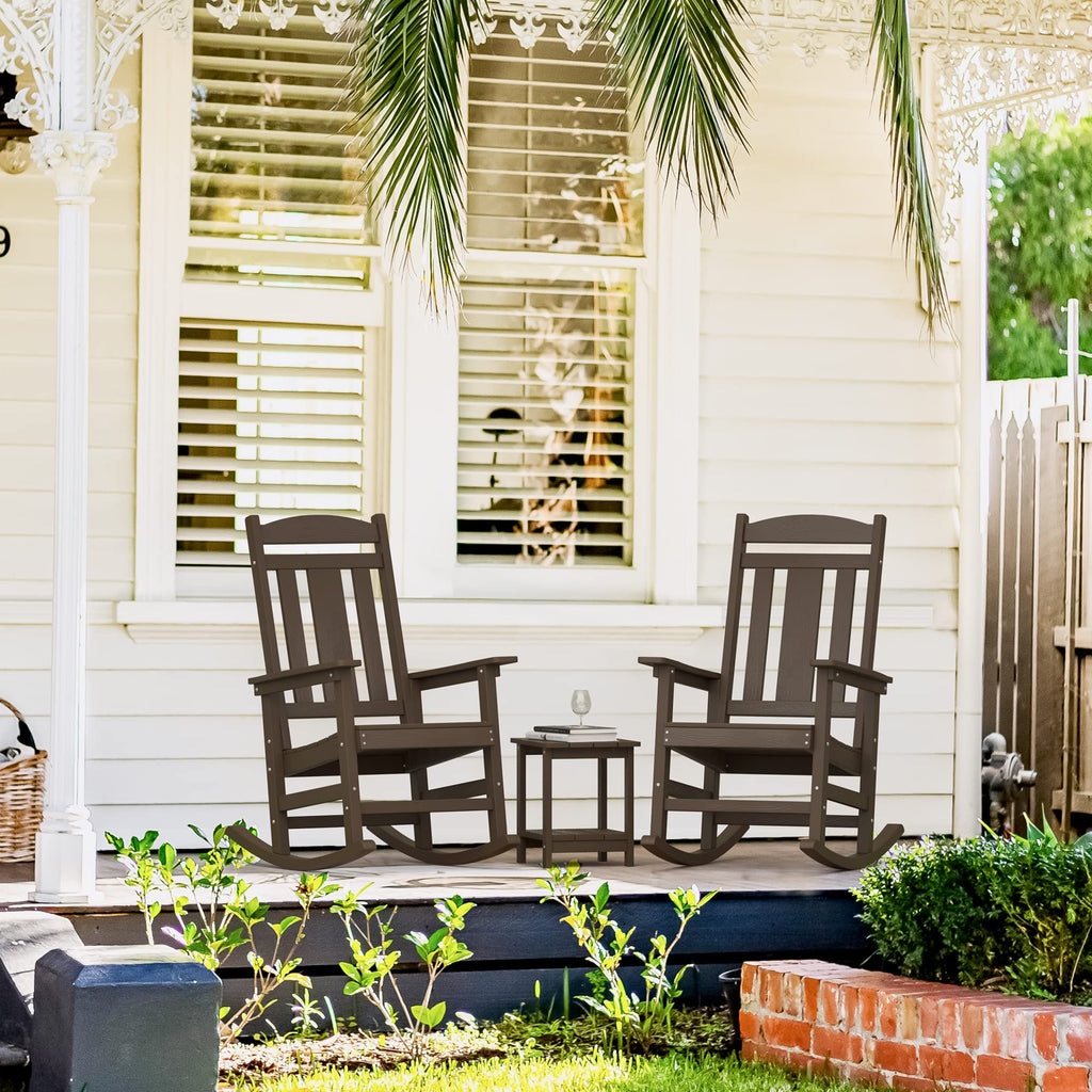 LUE BONA Rocking Chair Outdoor, Weather Resistant HDPS Plastic Rocker Chairs, 350lb Heavy Duty, Oversized Porch Rocker for Adult, High Back Smooth Rocking Chairs for Outdoor & Indoor, Aruba Blue