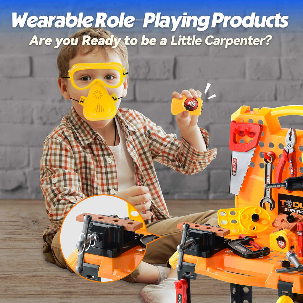 Toy Choi's Toy Drill for Kids - Electric Kid Drill Set Pretend Play Tool with Realistic Sound & Action, Construction Toy Tools for Kids Ages 3-5 with Toddler Screw Set (Green)