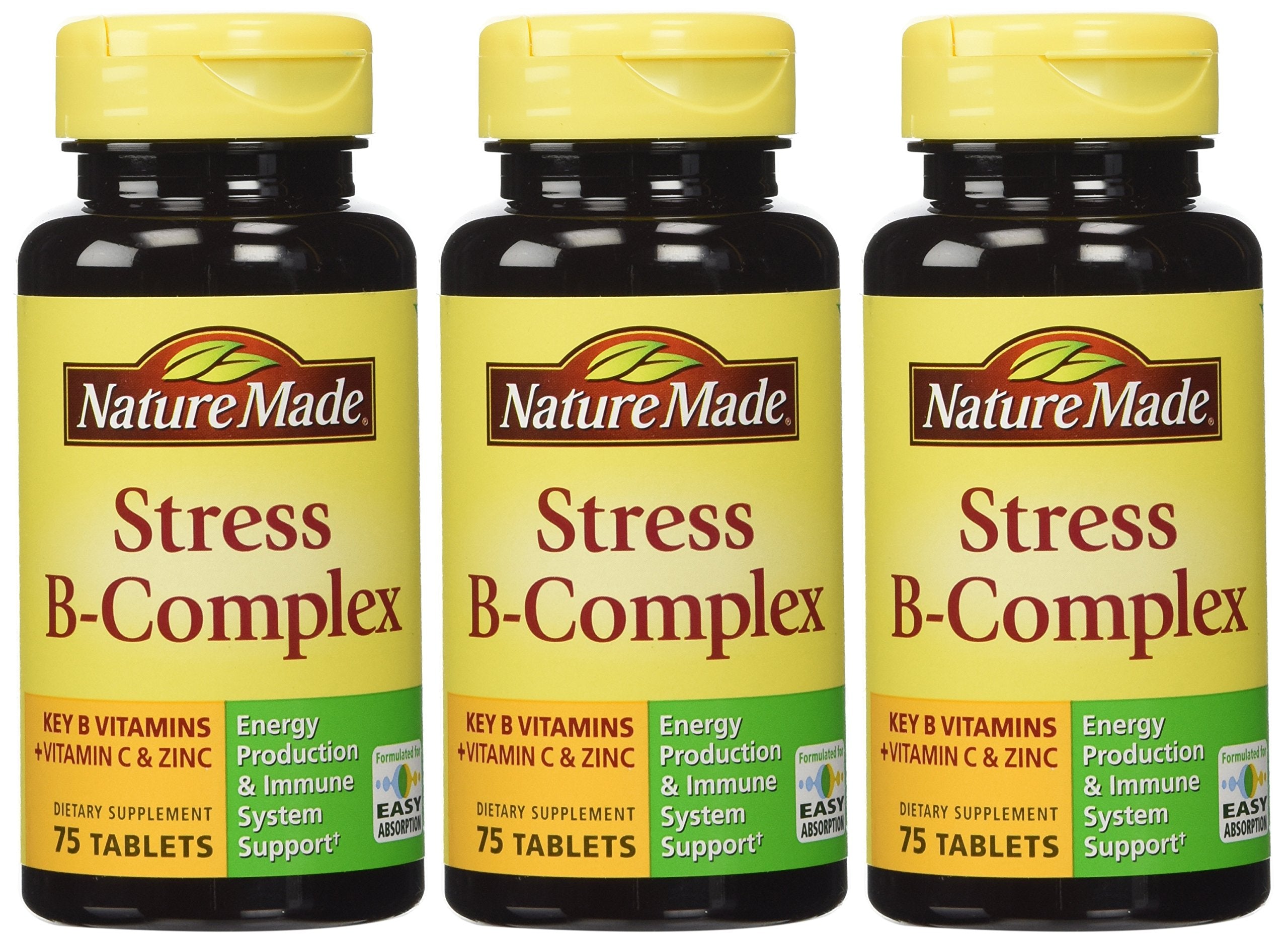 Nature Made Stress B-Complex Dietary Supplement Tablets with Vitamin C & Zinc 75 ea (Pack of 6)