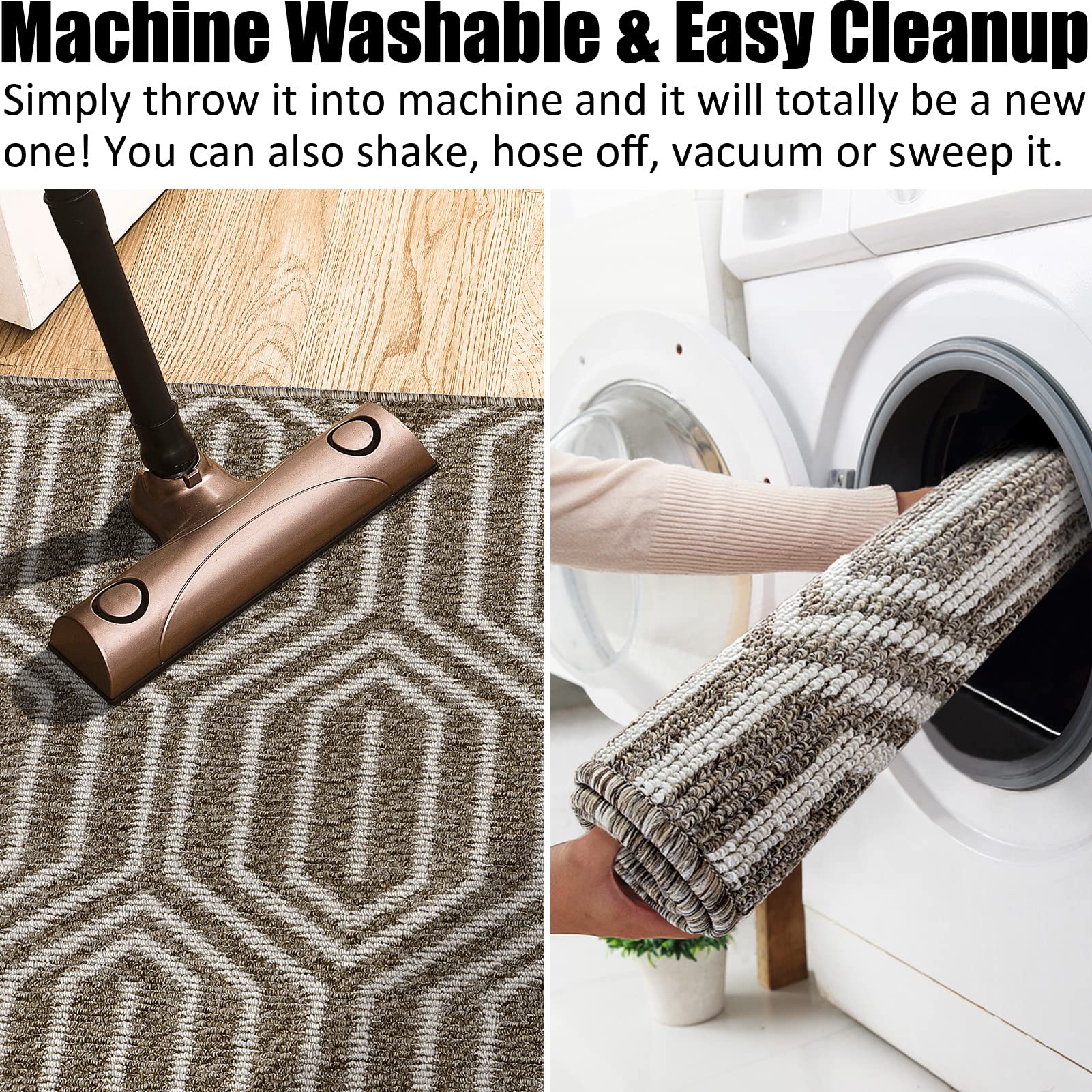 Indoor Doormat 24"x 36", Absorbent Front Back Door Mat Floor Mats, Rubber Backing Non Slip Door Mats Inside Mud Dirt Trapper Entrance Door Rug Carpet, Machine Washable Low Profile-Brown Time Cloister