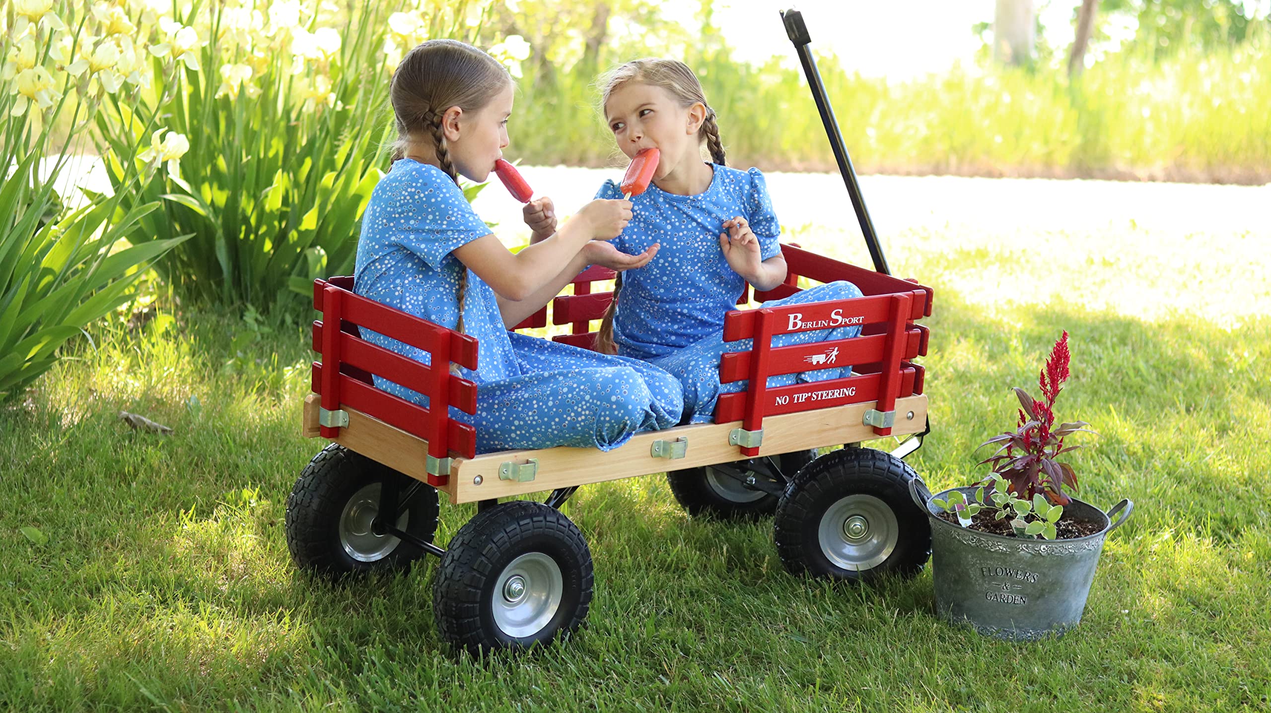 Berlin Flyer Sport Wagon - Model F410 - Amish Made in Ohio, USA - 10" No-Flat Tires (Blue)