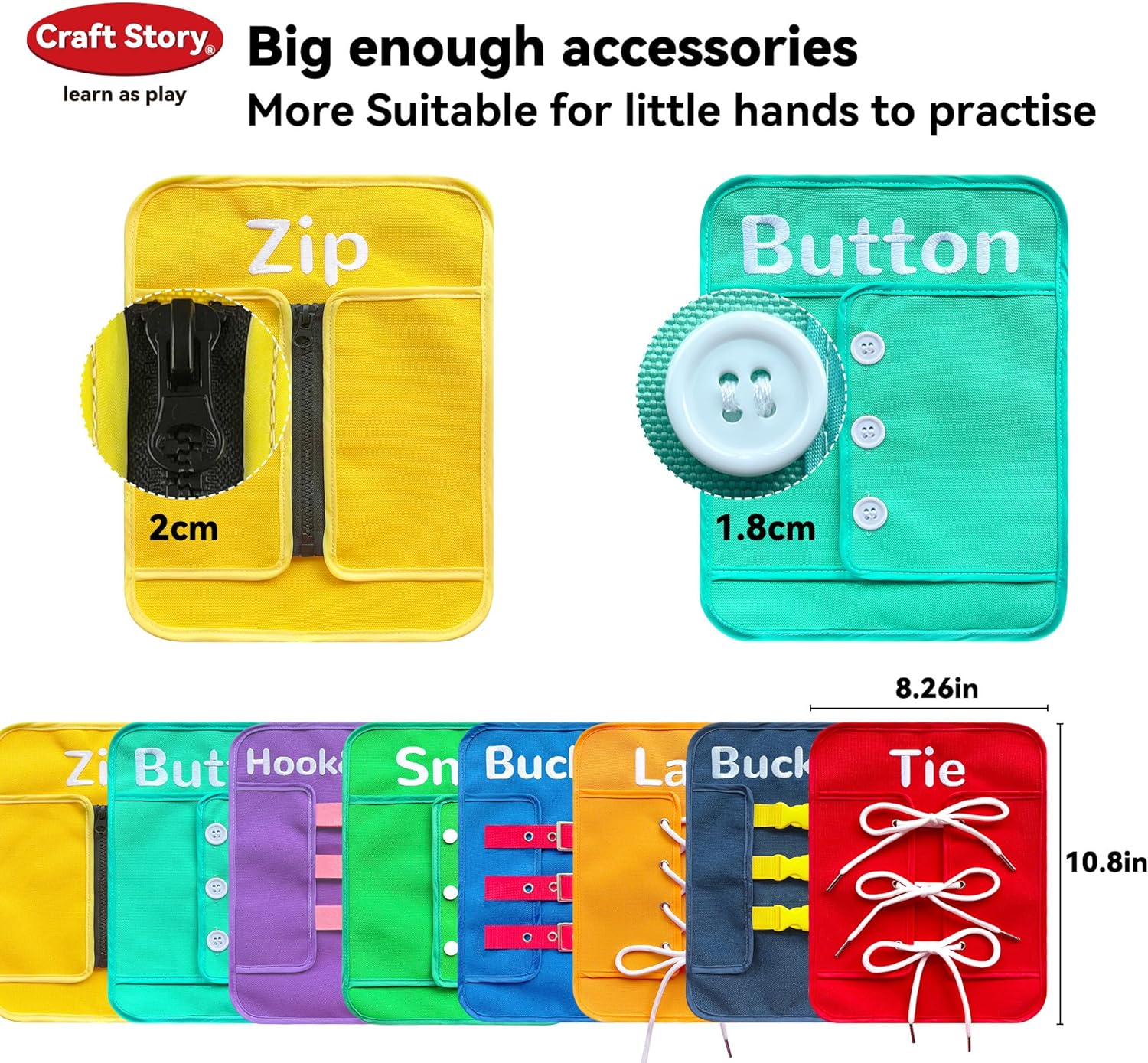 Craftstory Toddlers Montessori Toys Busy-Board for 3 4 5 Year Girls Boys Gifts, Sensory Basic-Life-Kills Shoe-Tying Practice for Kids Fine-Motor Skill Toys Teacher Resoures Preschool Classroom