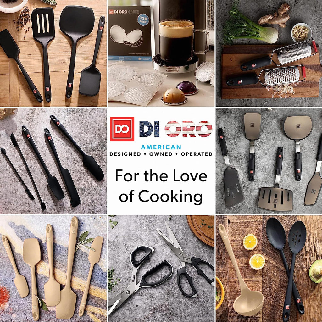 DI ORO Silicone Spatula Set - Rubber Kitchen Spatulas for Baking, Cooking, & Mixing - 600°F Heat-Resistant & BPA Free Silicone Scraper Spatulas for Nonstick Cookware - Dishwasher Safe (5pc, Black)