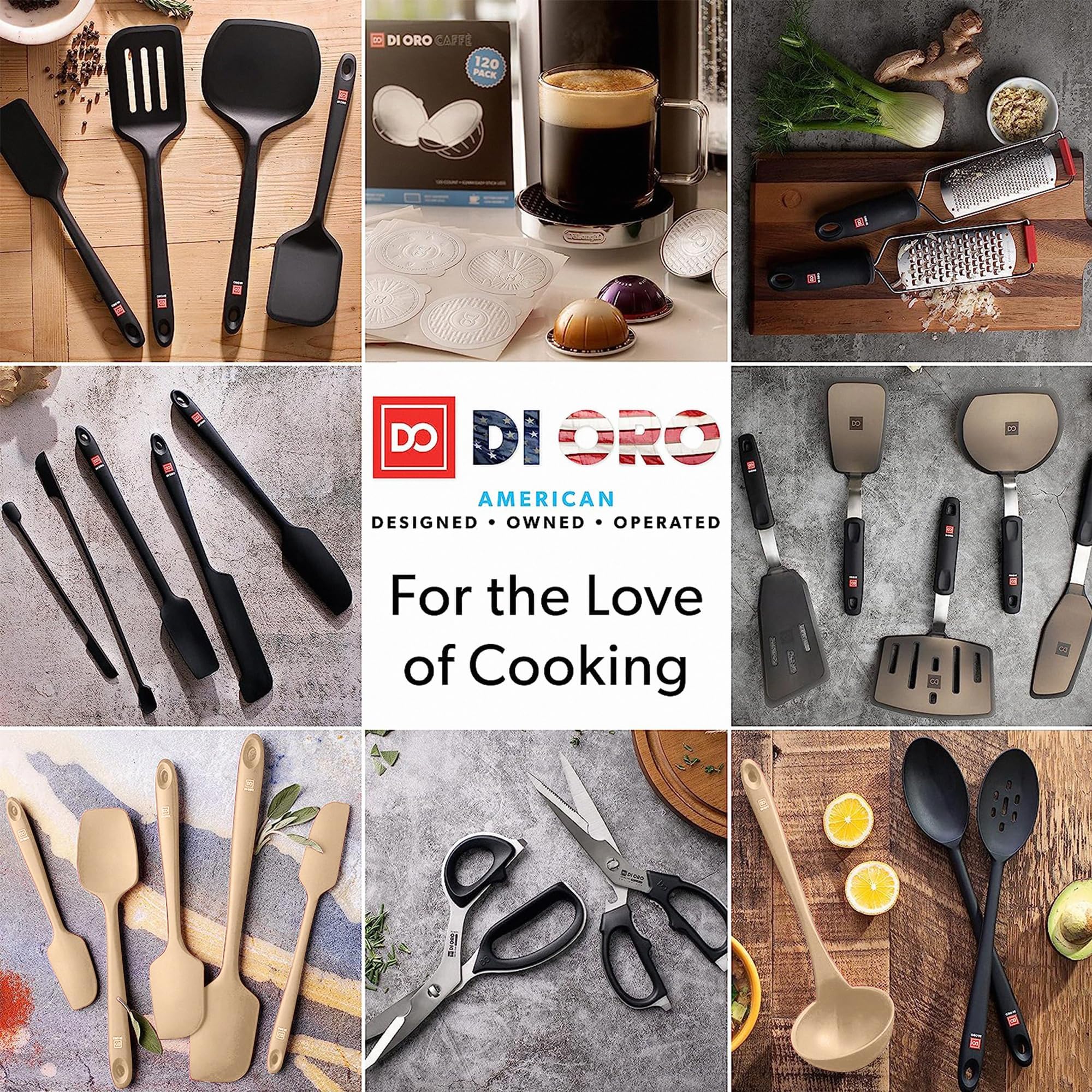 DI ORO Silicone Spatula Set - Rubber Kitchen Spatulas for Baking, Cooking, & Mixing - 600°F Heat-Resistant & BPA Free Silicone Scraper Spatulas for Nonstick Cookware - Dishwasher Safe (5pc, Black)