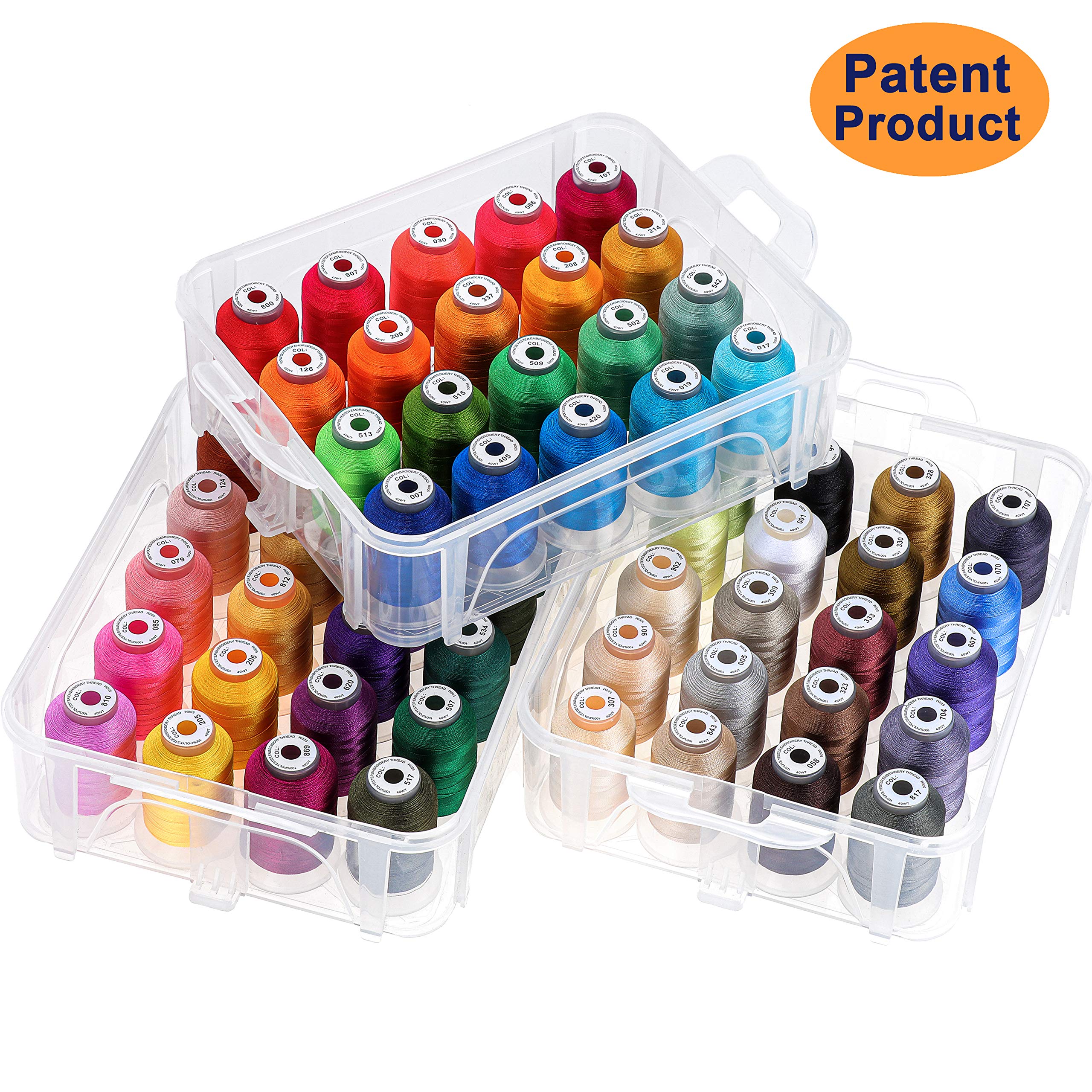 New brothread 40 Colors Compatible with Brother 500m Each Embroidery Machine Thread with Clear Plastic Storage Box for Embroidery Sewing Machine