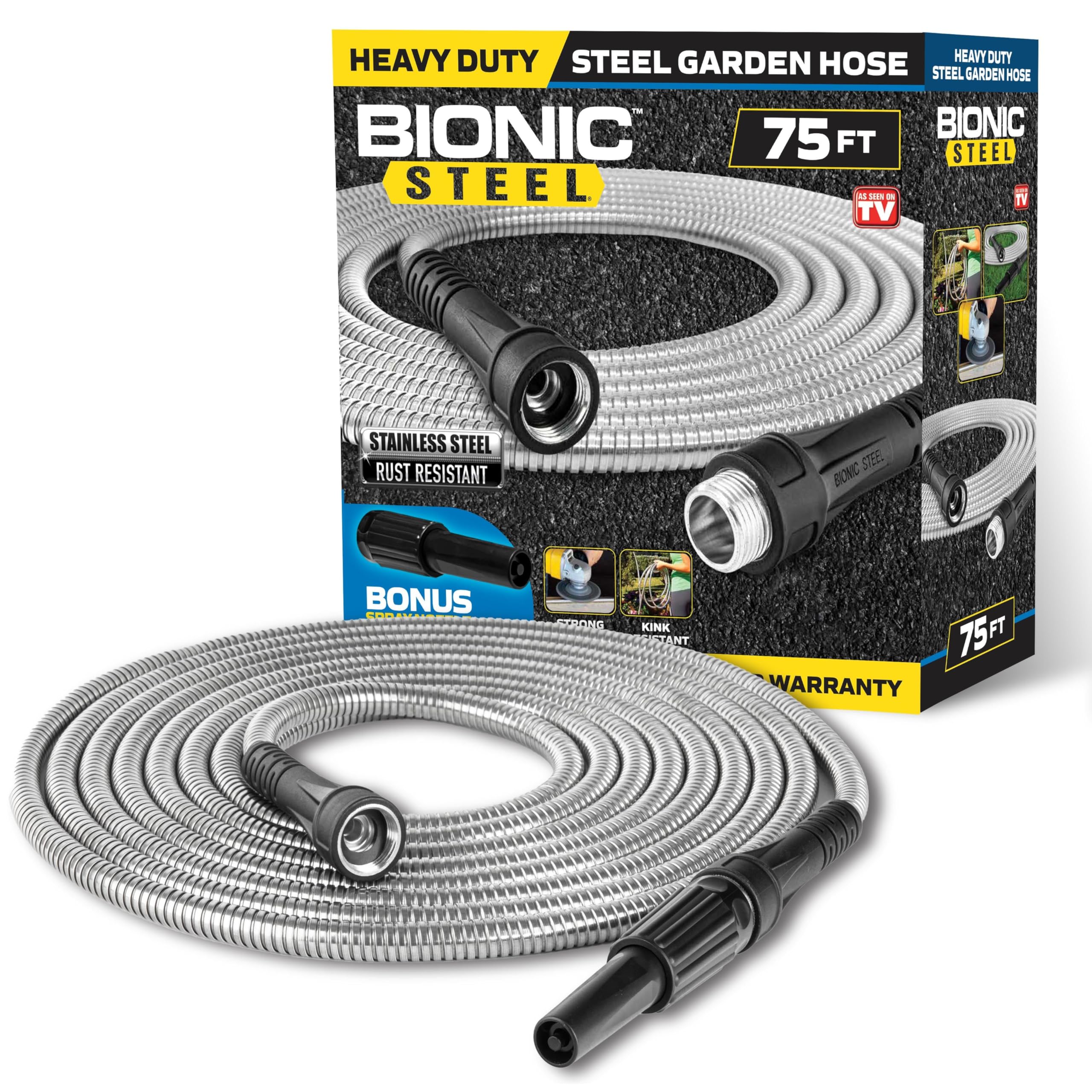 BIONIC STEEL 3Ft Short Garden Hose, 3 Ft x 5/8 In. Connector Hose for Reel, Leak Proof Connection, Heavy Duty, Non Kinking, Flexible, Hose Extension