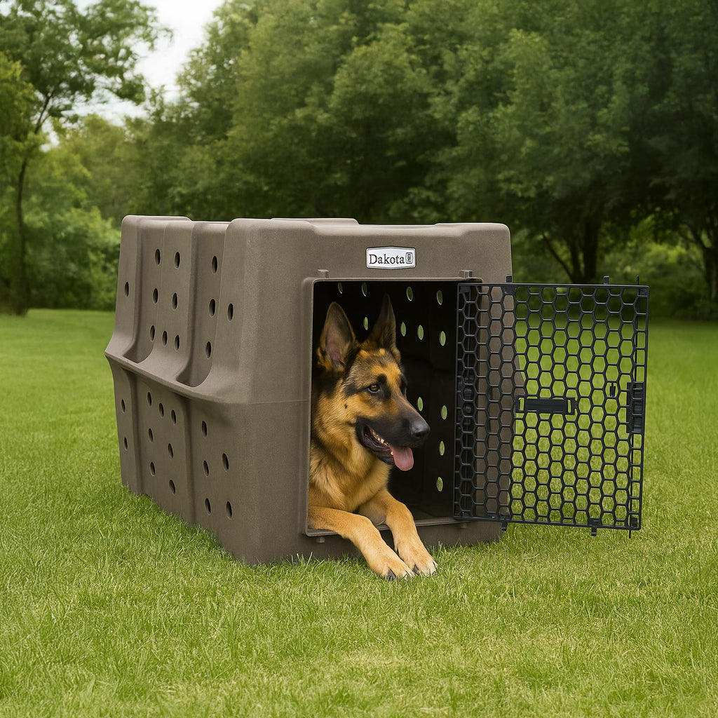 Dakota 283 Canine Rough and Tough Economy Dog Crate w/ Removable Two-Way Door - Heavy Duty Outdoor Kennel for Medium Breed Dogs (Coyote Granite, Intermediate)