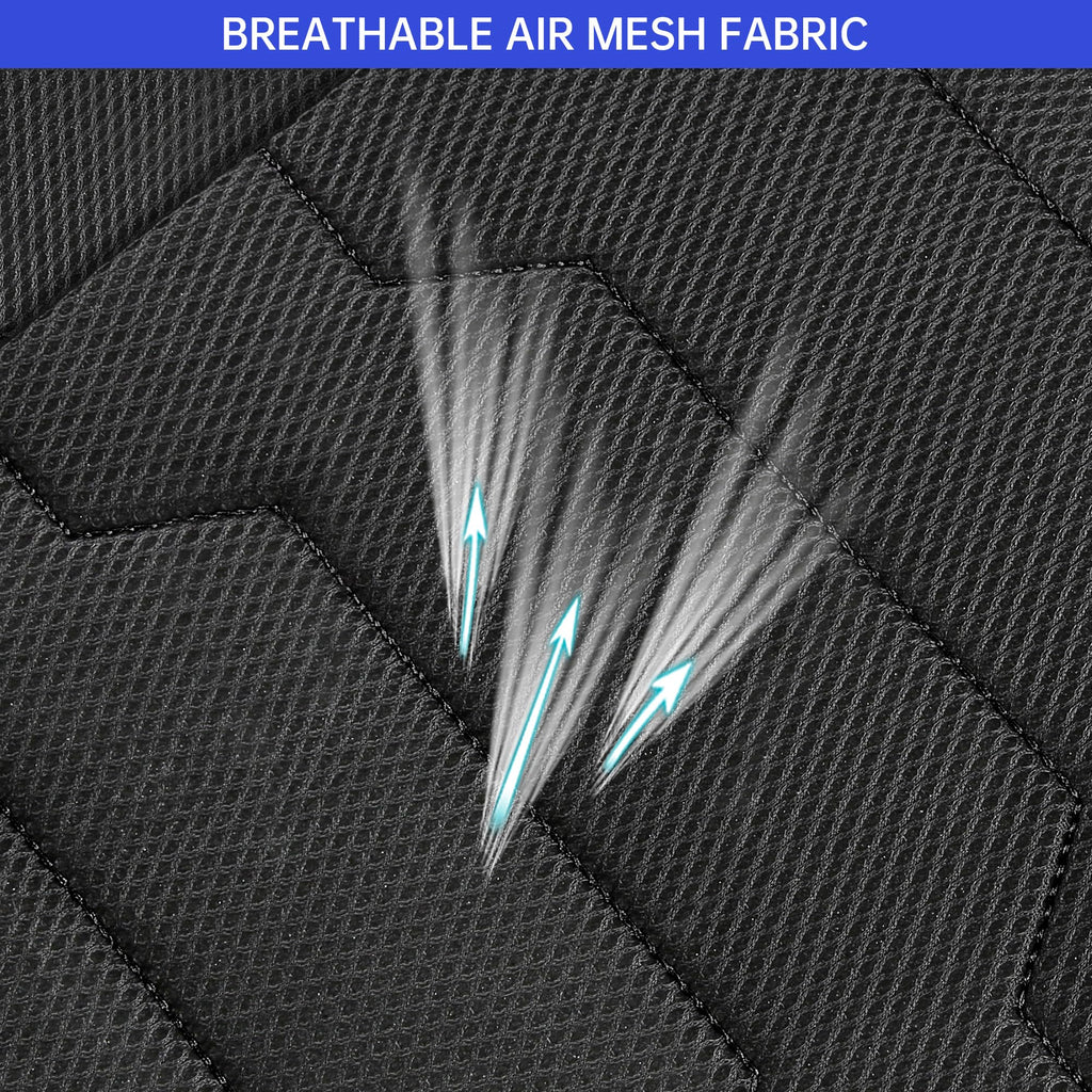 AOKAOK 3D Air-Mesh Car Seat Covers Full Set, Breathable and Split Bench Compatible Seat Covers for Cars, Universal Car Interior Covers for Most Cars Sedan Truck SUV(Black/Blue)
