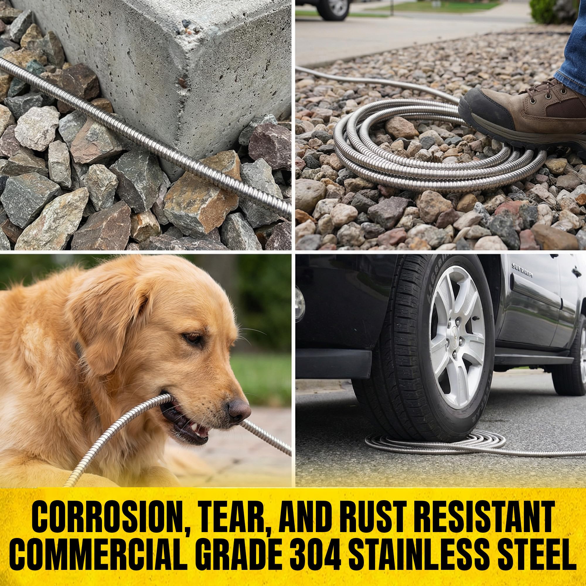 BIONIC STEEL 3Ft Short Garden Hose, 3 Ft x 5/8 In. Connector Hose for Reel, Leak Proof Connection, Heavy Duty, Non Kinking, Flexible, Hose Extension
