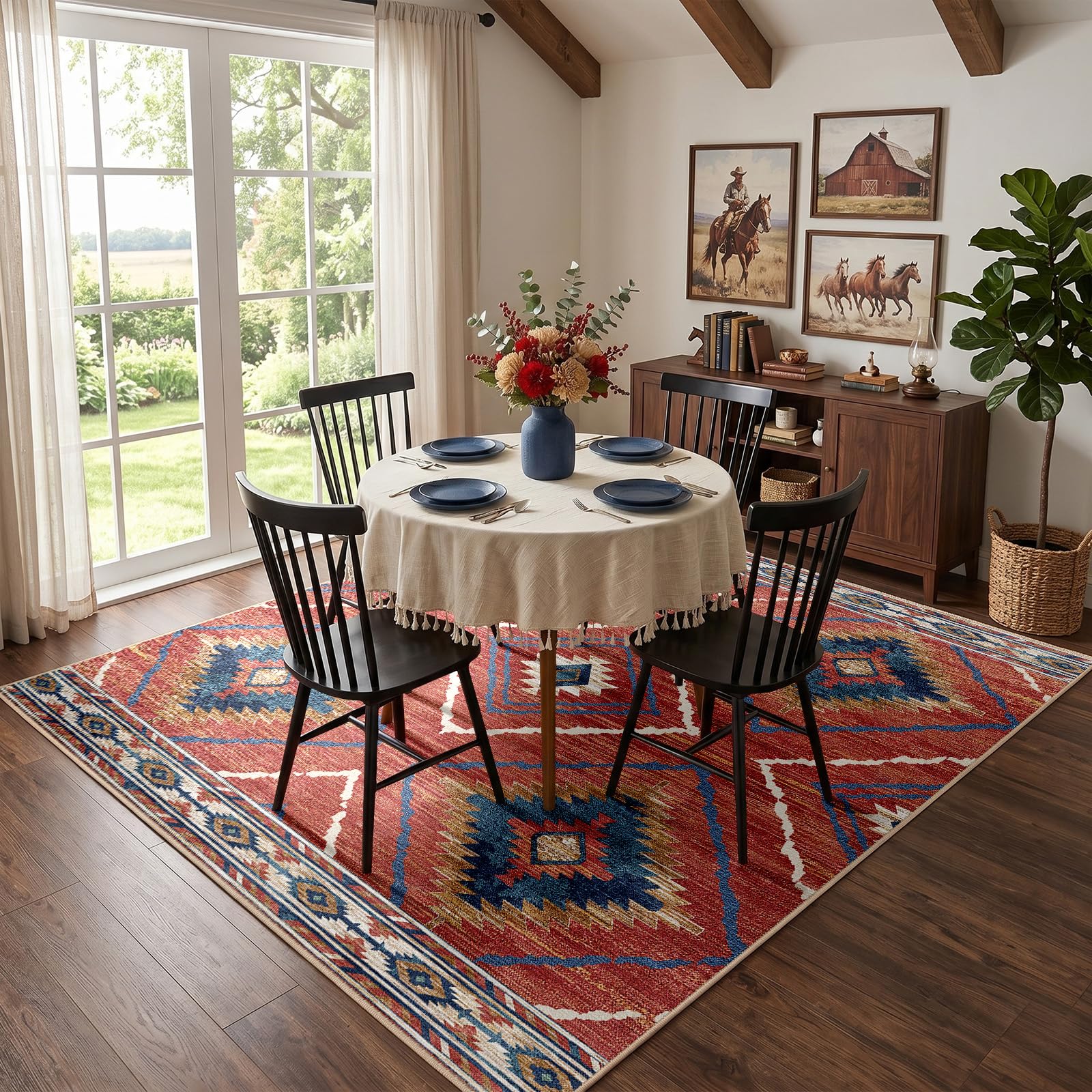 BESTSWEETIE Area Rug 2x3 Rug Machine Washable Non-Slip Low Pile Print Pattern Western Rug for Living Room Bedroom Entryway Tribal Series-Abstract/Cowhide