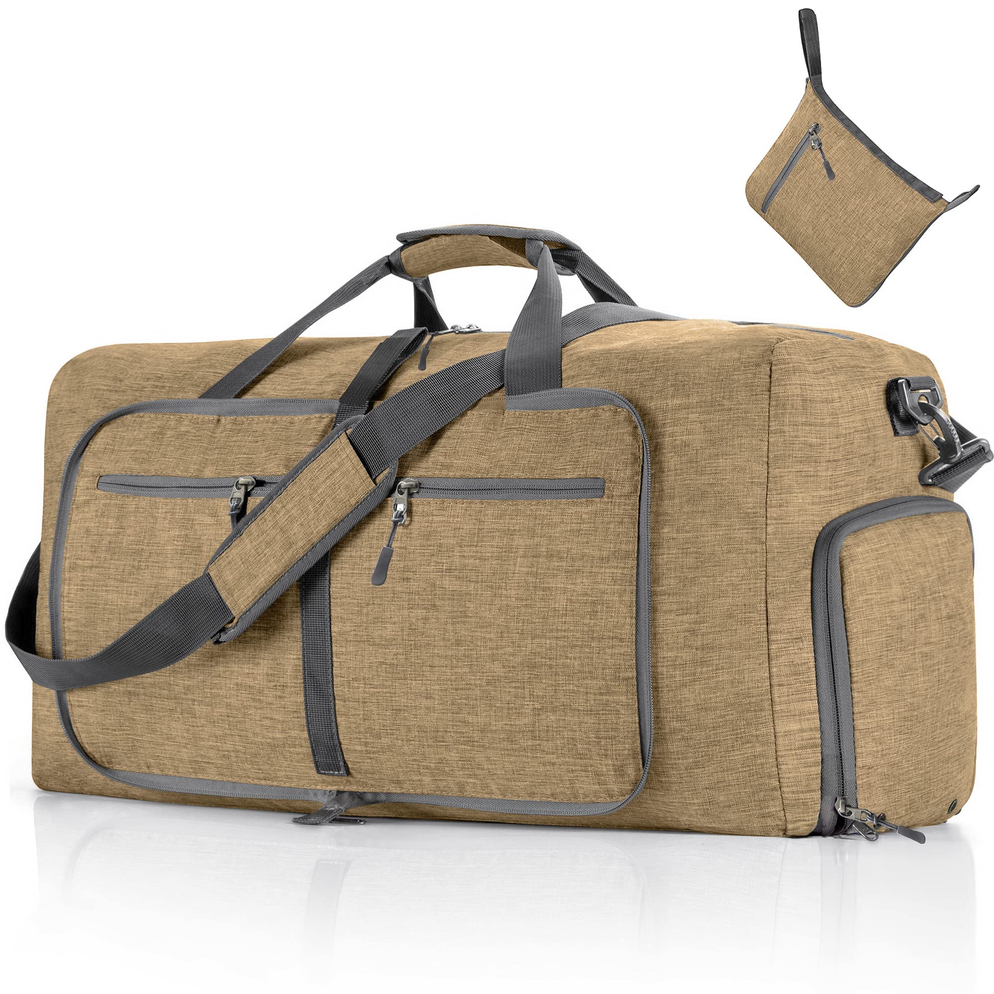 Vomgomfom 65L/85L/115L Foldable Travel Duffle Bag, Lightweight Checked Luggage with Shoe Compartment, Water-Resistant Weekender Overnight Bag for Men & Women