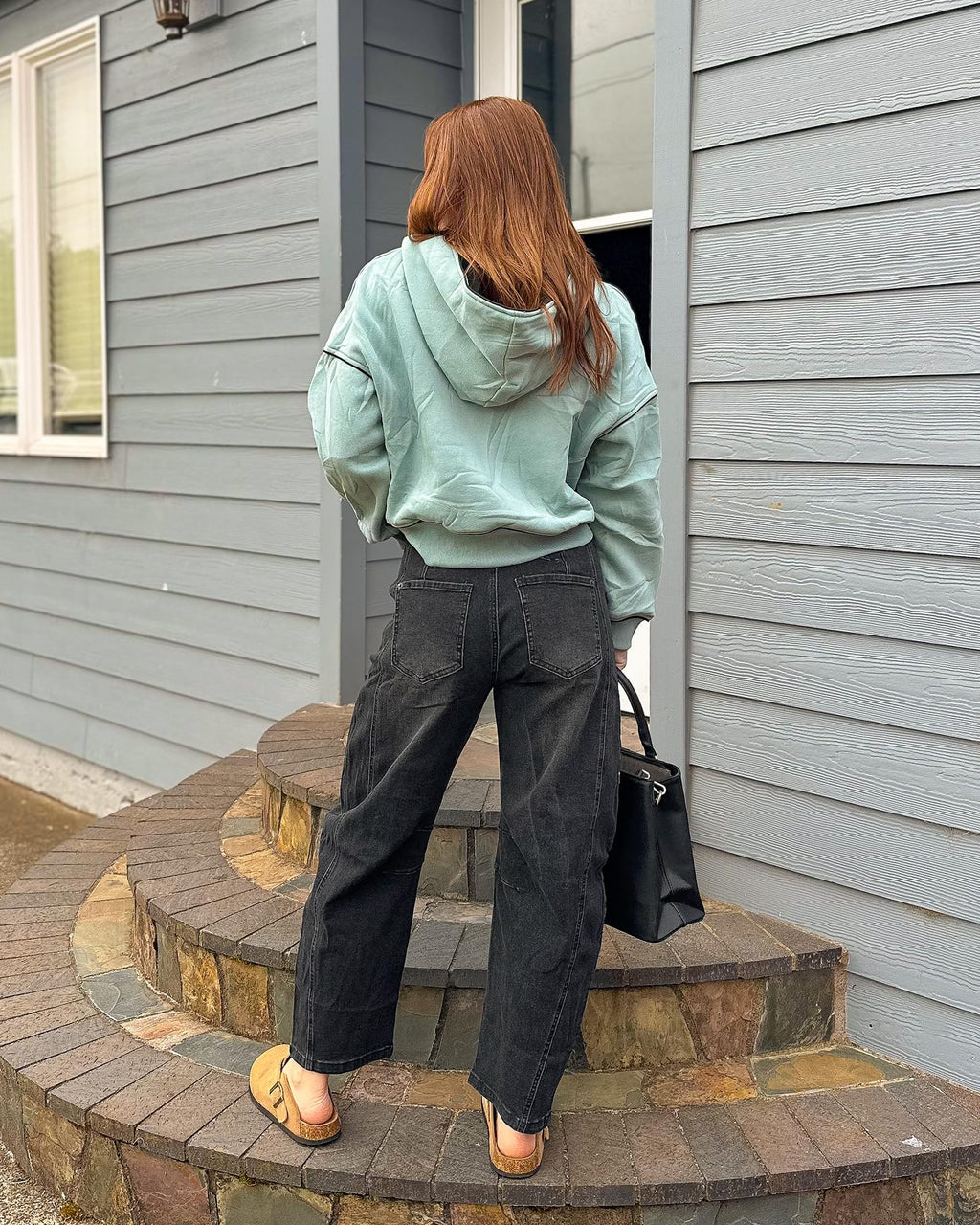 Utyful Barrel Jeans Women Cropped Baggy Trendy High Waisted Distressed Loose Stretch Denim Trouser Jeans with Pockets