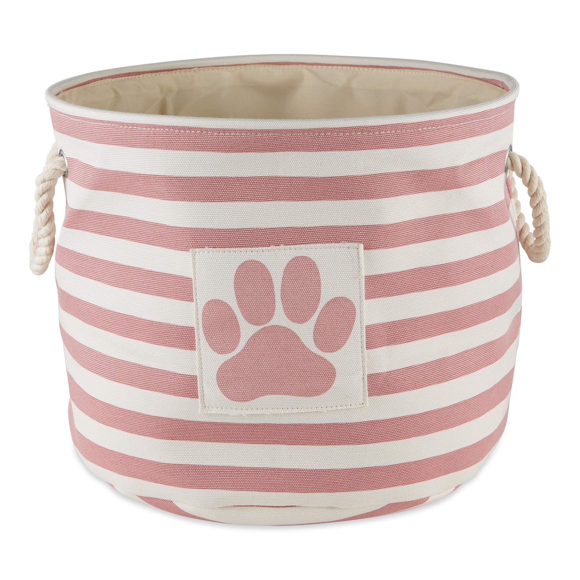 Bone Dry Pet Storage Collection Striped Paw Patch Bin, Aqua, Small Rectangle