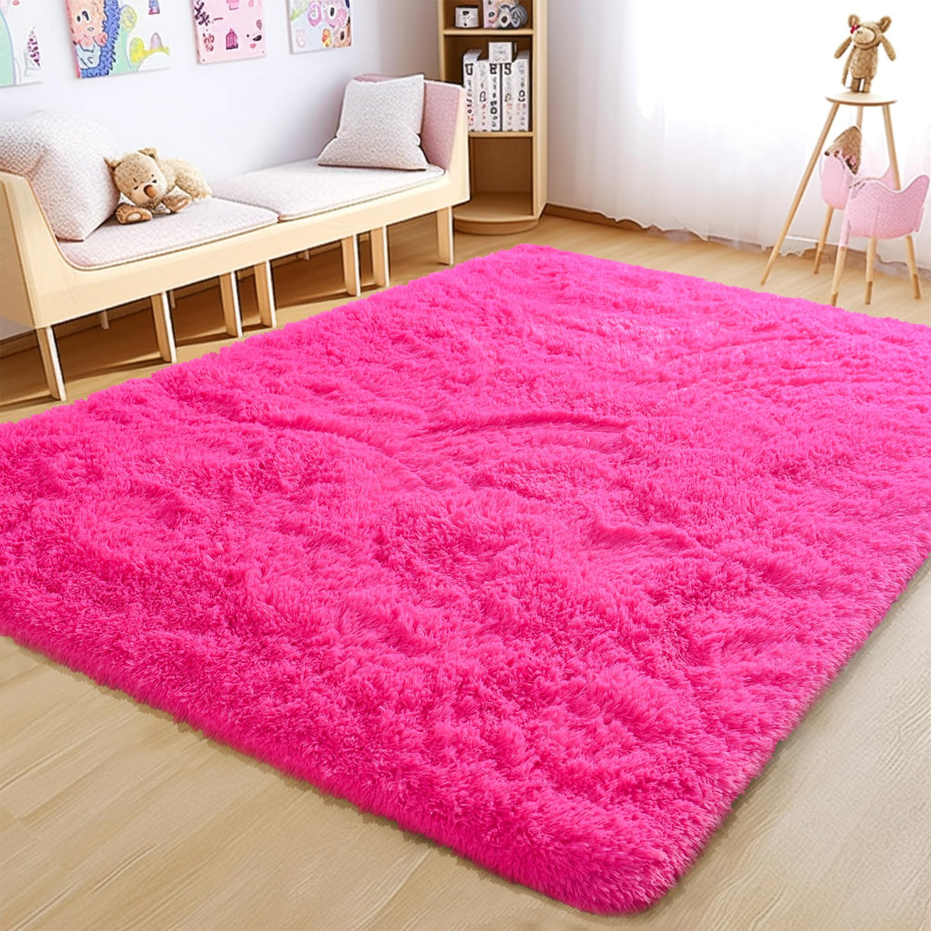 Awaytail Fluffy Rug Washable 2x3 Feet, Pure Black Desk Chair Rug Non-Slip, Super Soft Kids Rug for Boys Nursery Dorm Decor