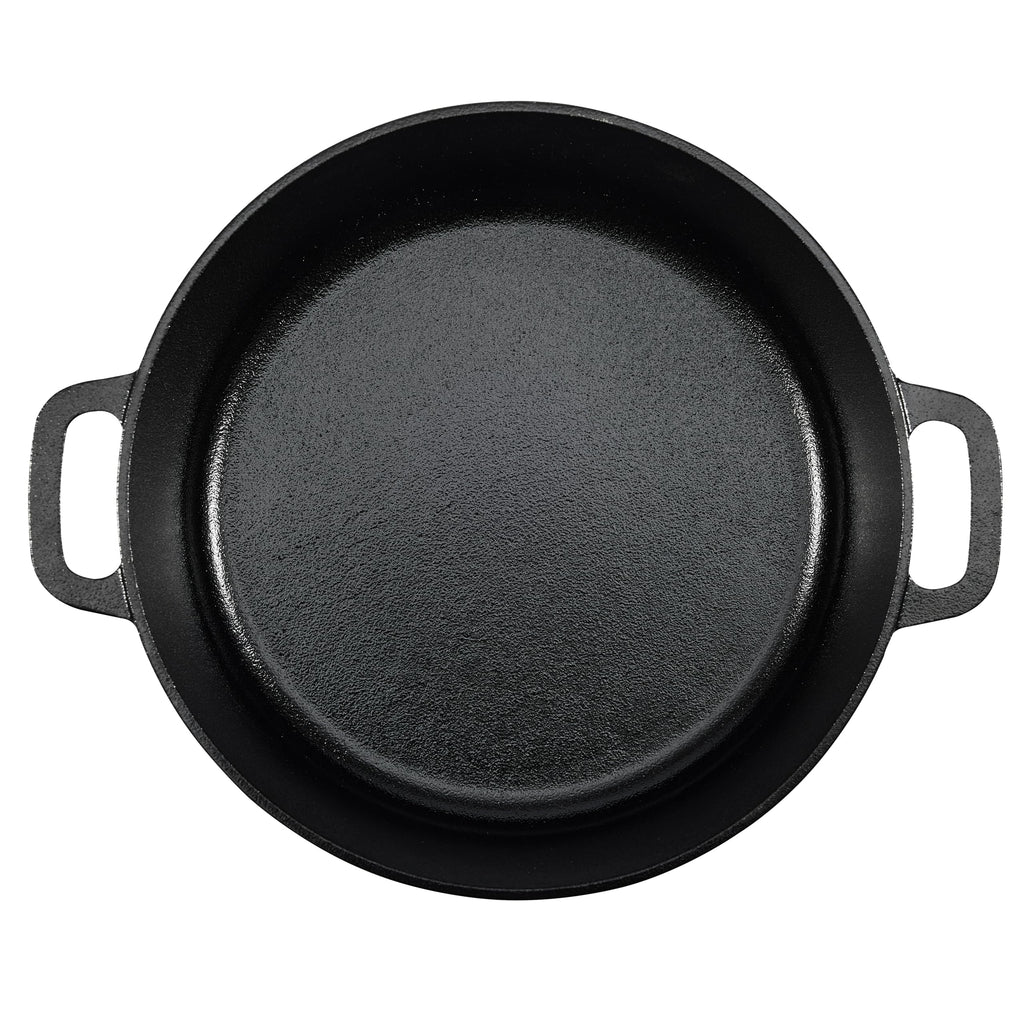 Amazon Basics Pre-Seasoned Cast Iron Mini Dutch Oven Pot with Lid and Dual Handles, Oven Safe, 2-Quart, Round, Black