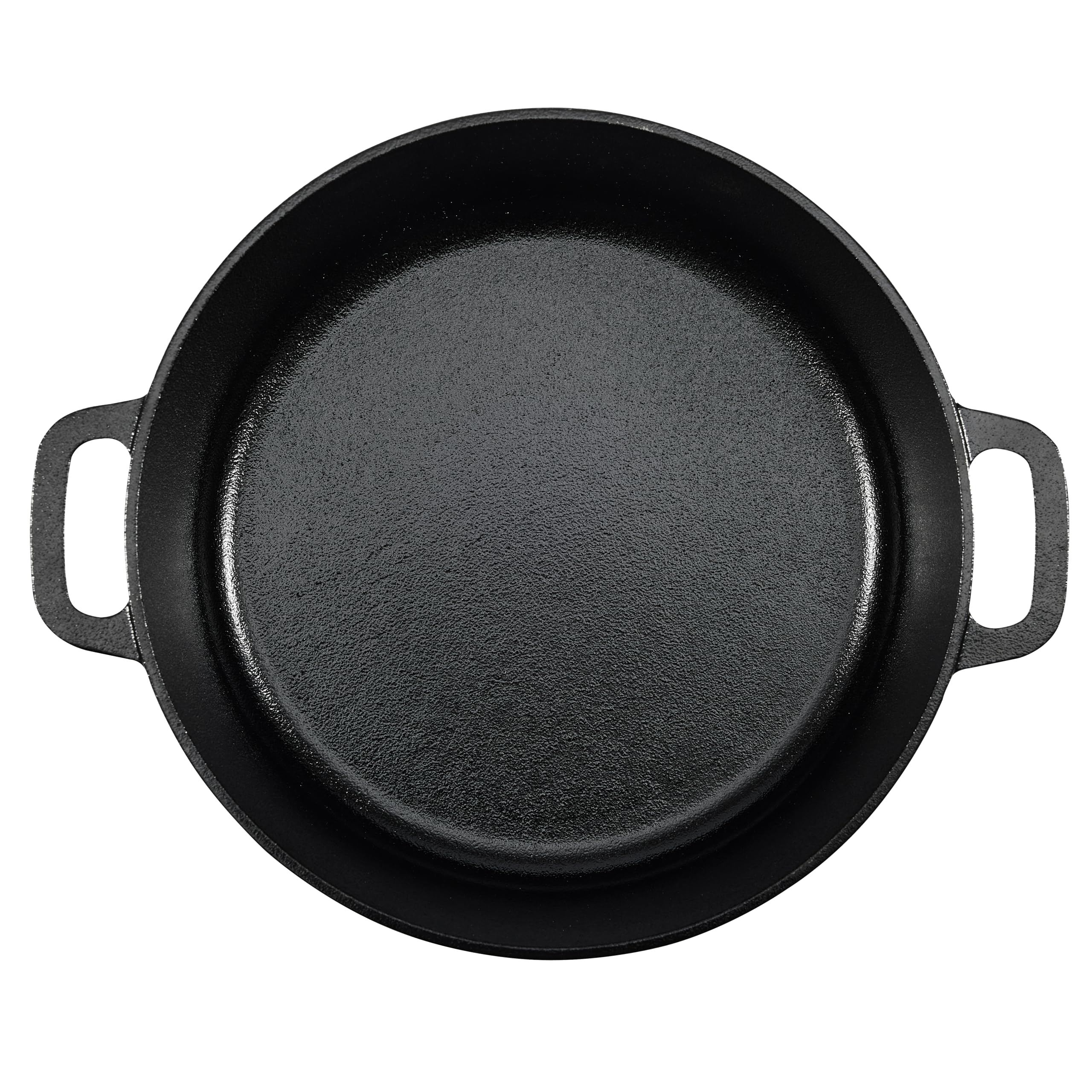 Amazon Basics Pre-Seasoned Cast Iron Mini Dutch Oven Pot with Lid and Dual Handles, Oven Safe, 2-Quart, Round, Black