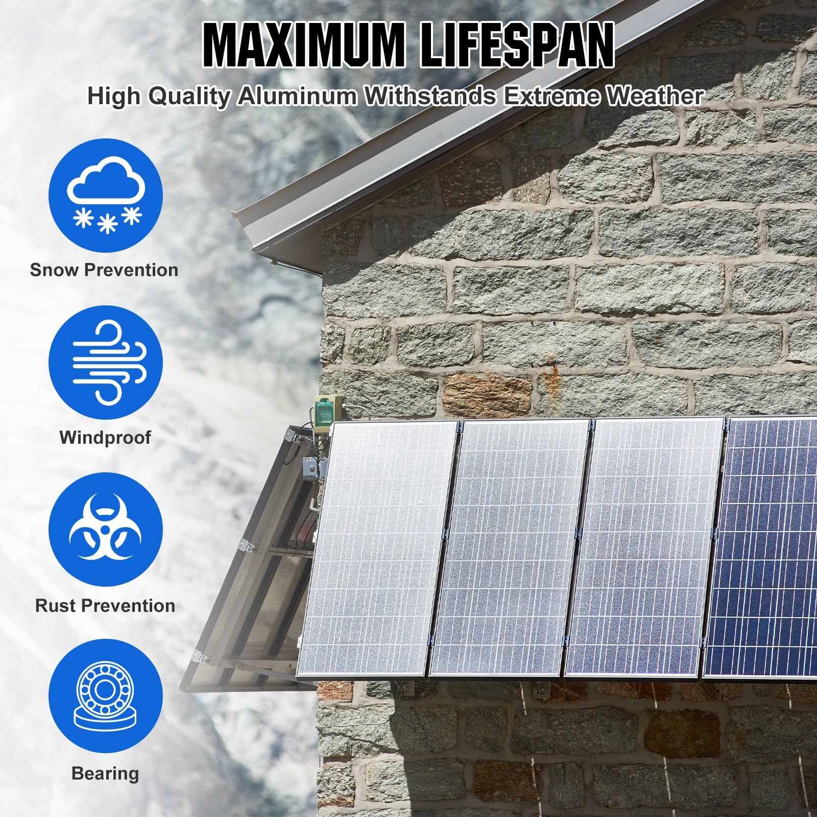 ECO-WORTHY Upgraded 45in Solar Panel Mount Brackets, with Foldable Tilt Legs, Suitable for 2pcs 100W/1pcs 200W 300W 400W Solar Panels,Adjustable Mounting Brackets Kits for RV, Roof, Boat, and Off-Grid