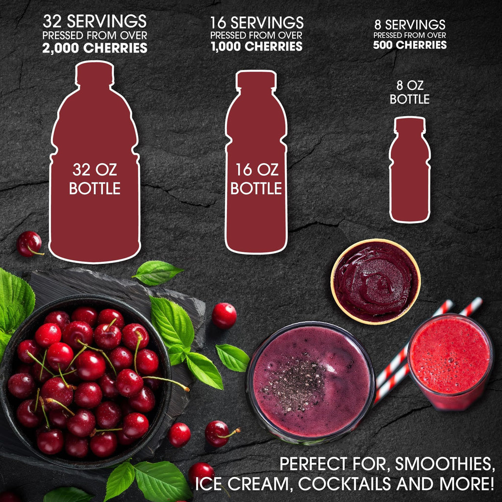 Cherry Bay Orchards Tart Cherry Concentrate - All Natural Juice to Promote Healthy Sleep, 16oz Bottle - Gluten Free, Natural Antioxidants, No Added Sugar or Preservatives