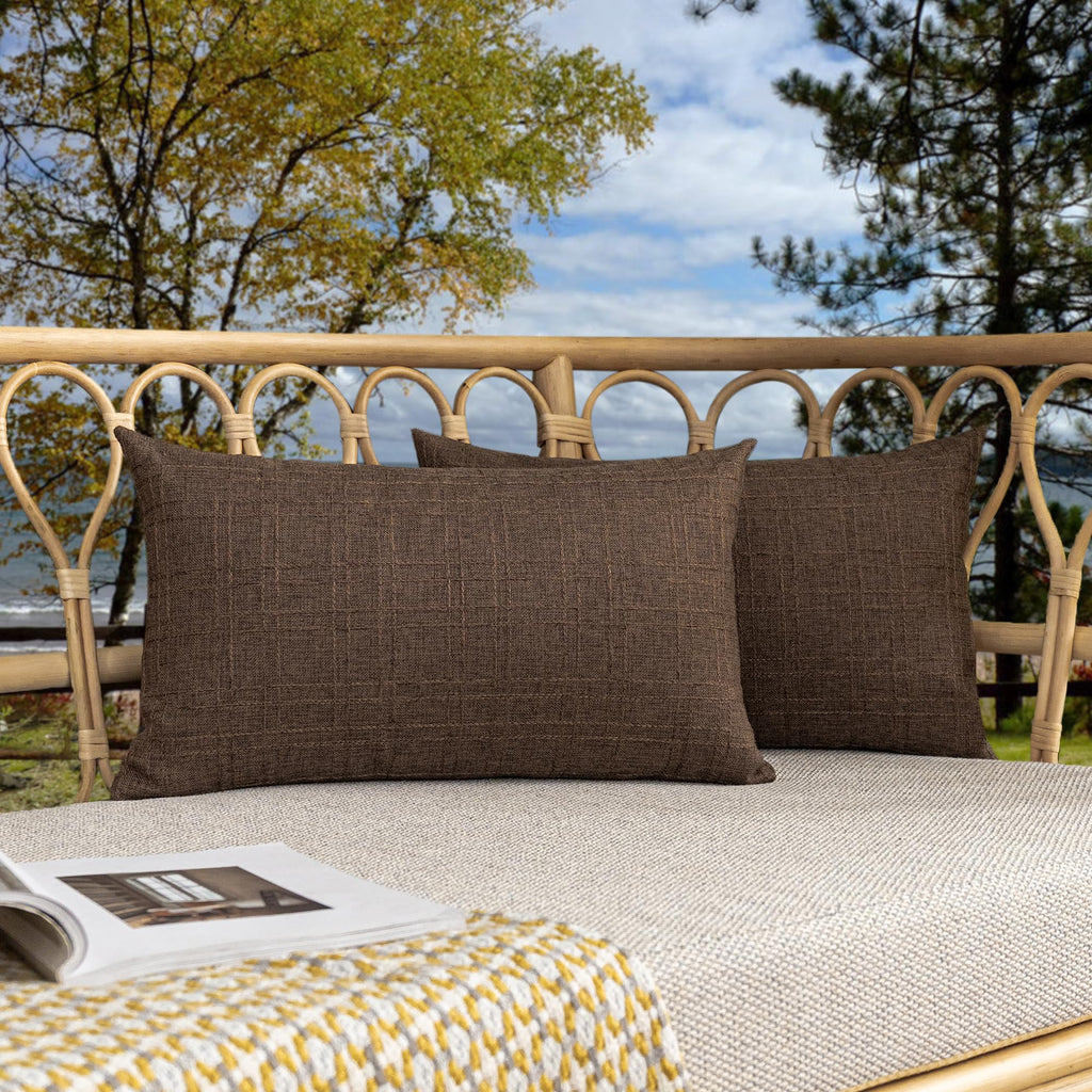 Kevin Textile Pack of 2 Outdoor Waterproof Pillow Covers Checkered Decorative Cushions Sham Throw Pillowcases Shell for Patio Tent Garden Couch Bed Sofa 16x16 Inch Army Green