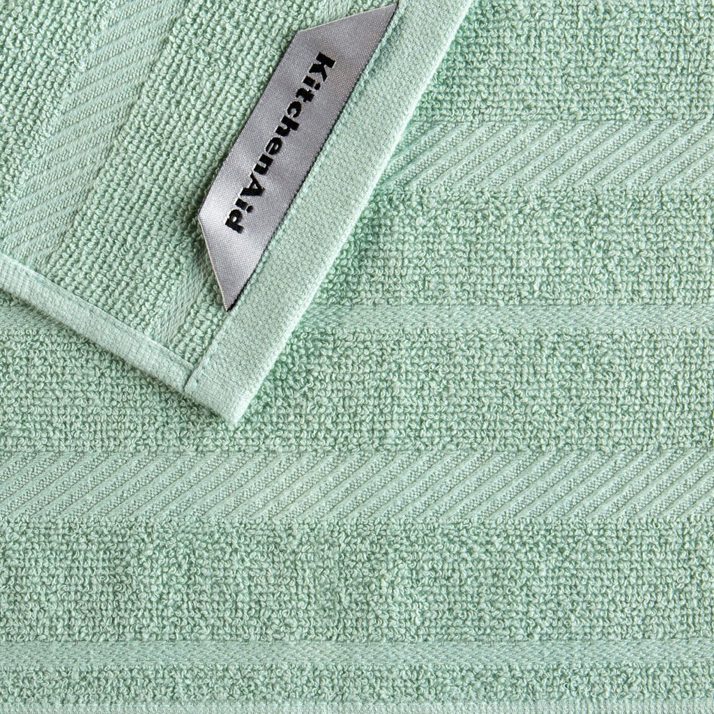 KitchenAid Albany Dishcloth 8 Pack Set, Aqua Sky/White, 12"x12"