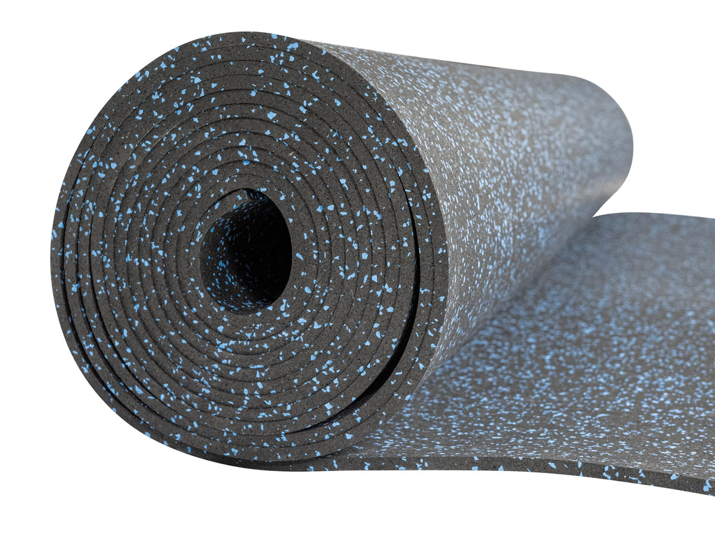 Playsafer Genaflex Rubber Gym Floor Mat, Heavy Duty Commercial Protective Gym Flooring Roll - 8mm Thick (10% Blue, 4' X 4')