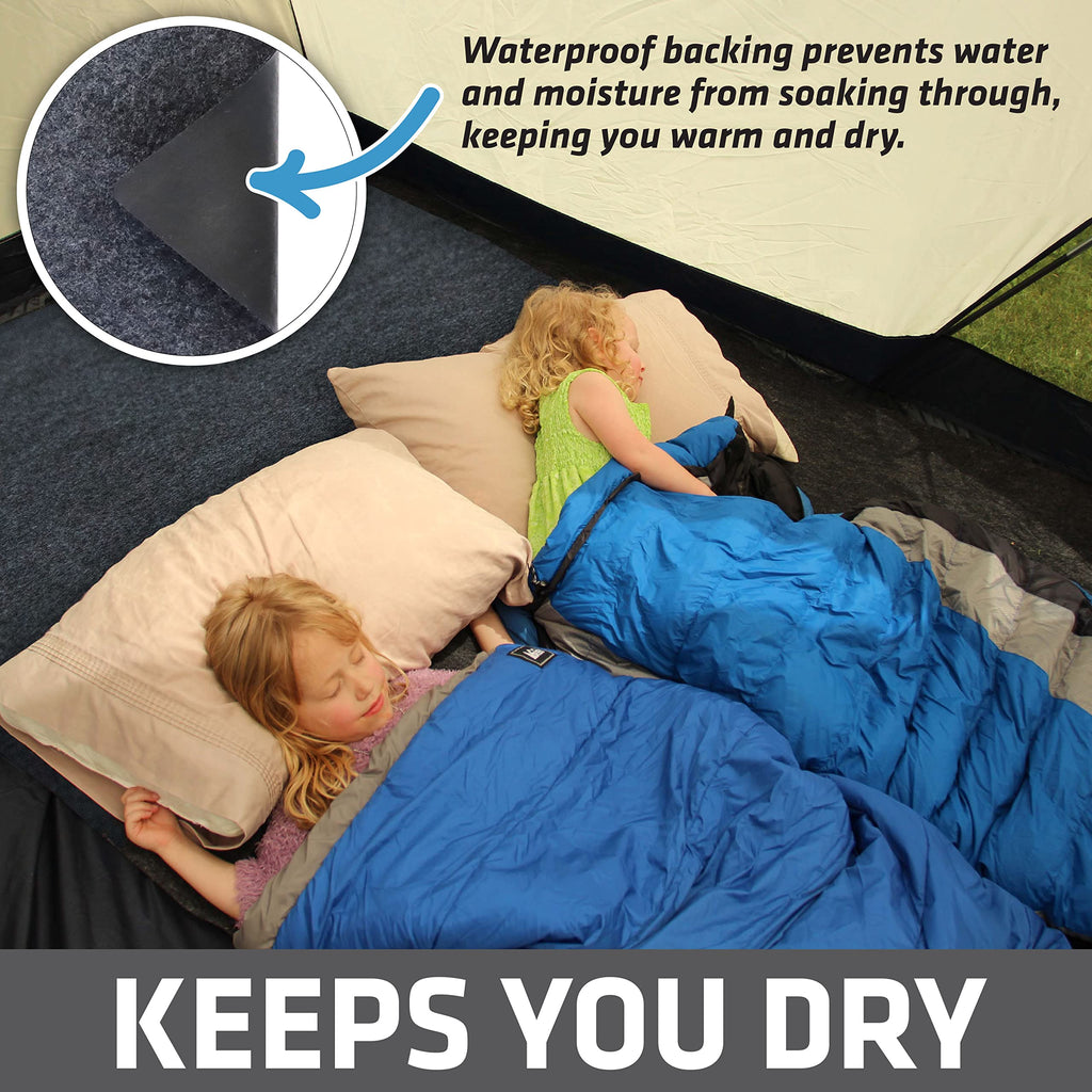 Drymate Tent Carpet Mat, Protective Waterproof Liner Keeps You Warm & Dry, Camping Floor Rug Accessory (60" x 74"), Durable, Lightweight, Soft & Comfortable, Trimmable Material (USA Made) (Charcoal)