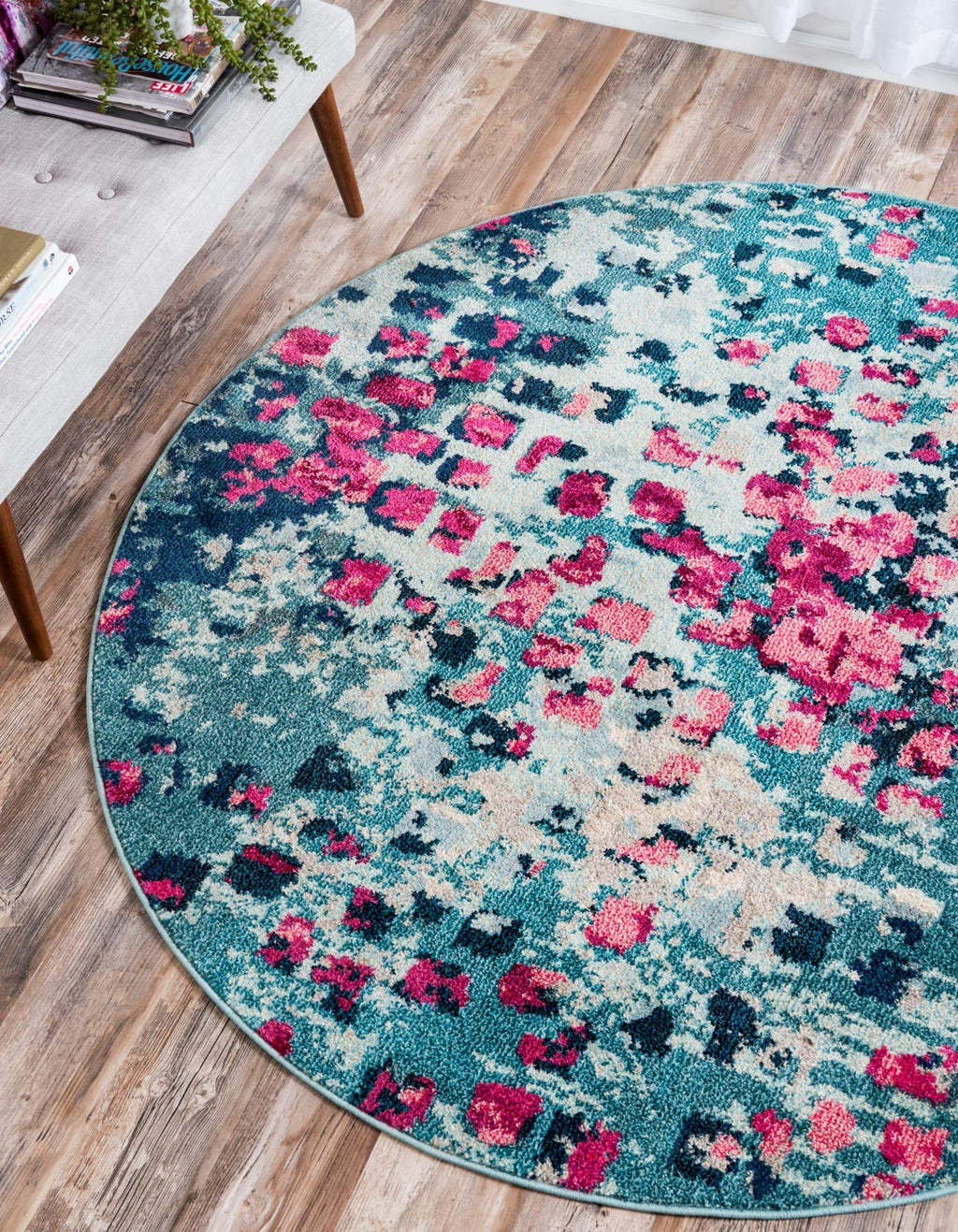 Unique Loom Jardin Collection Colorful, Vibrant, Abstract, Modern Area Rug (2' 0 x 3' 0 Rectangular, Multi/ Blue)