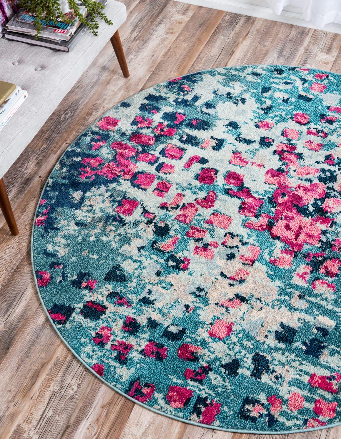 Unique Loom Jardin Collection Colorful, Vibrant, Abstract, Modern Area Rug (2' 0 x 3' 0 Rectangular, Multi/ Blue)