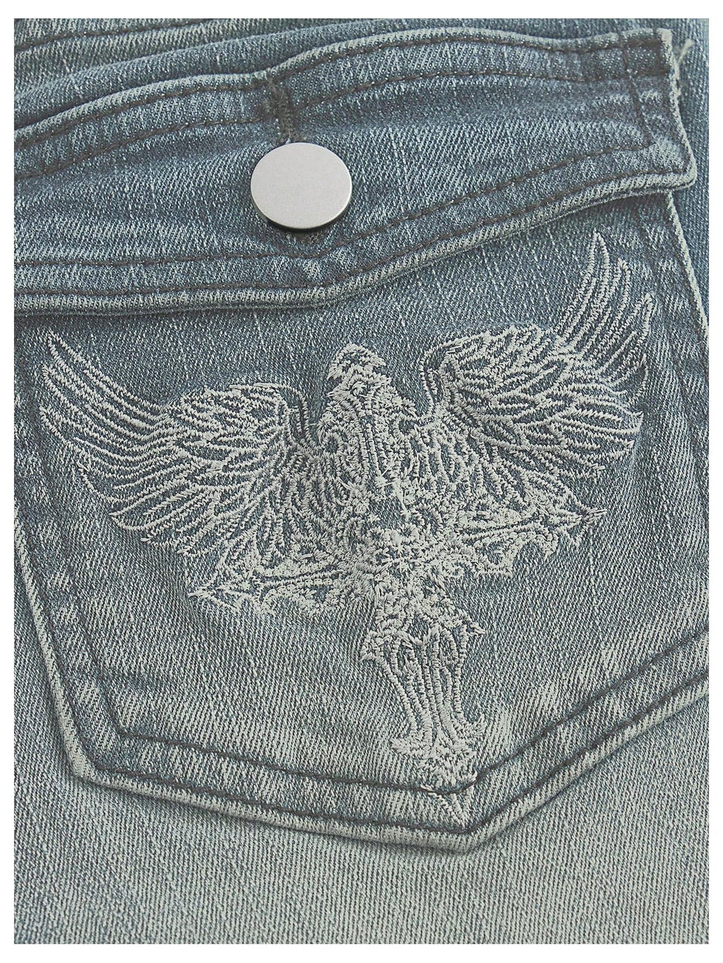 MakeMeChic Women's Bell Bottom Jeans Stretchy Flared Jeans Embroidered Y2K High Waist Denim Pants