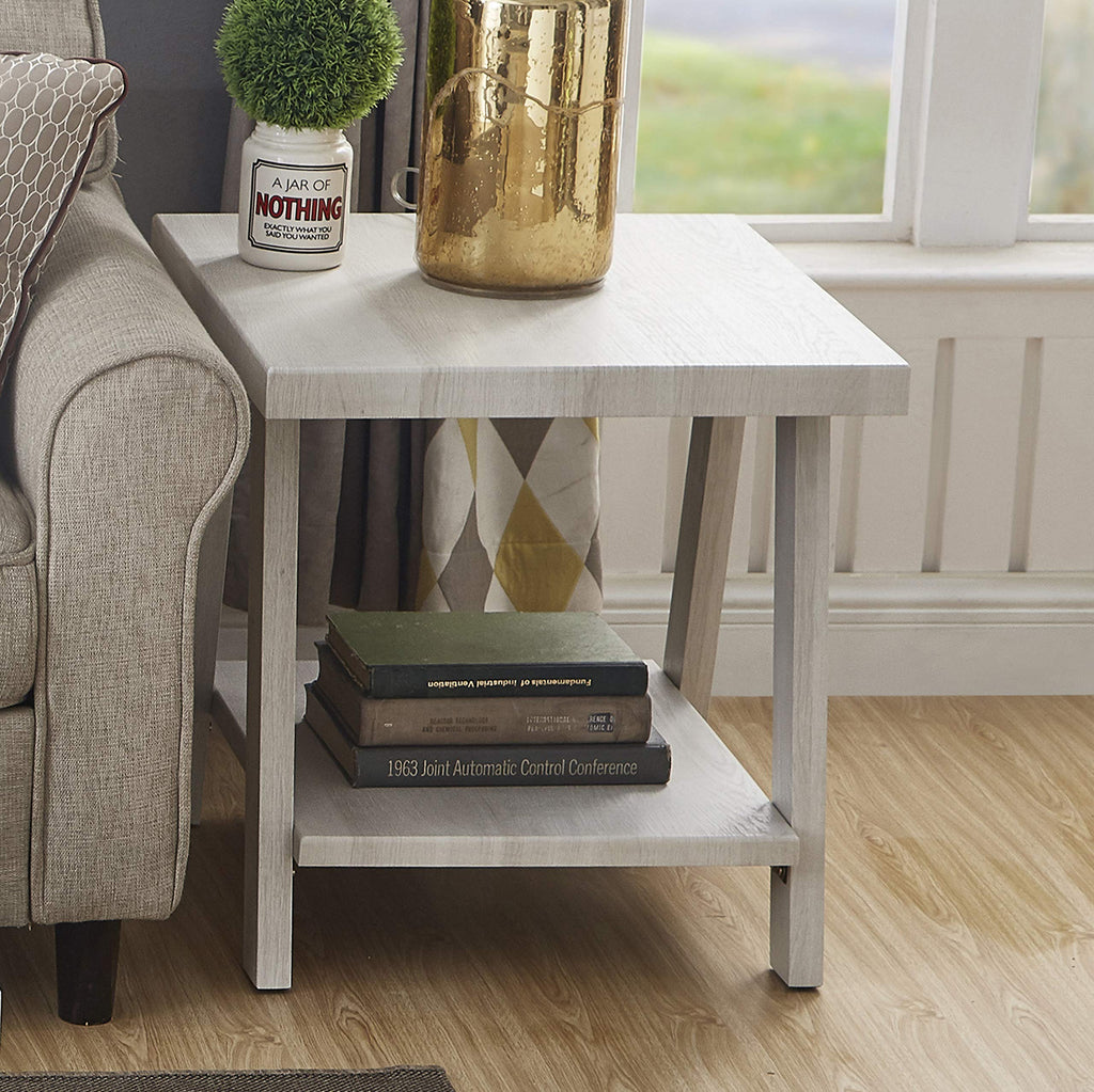 Roundhill Furniture Athens Contemporary Replicated Wood Shelf End Table in Black Finish
