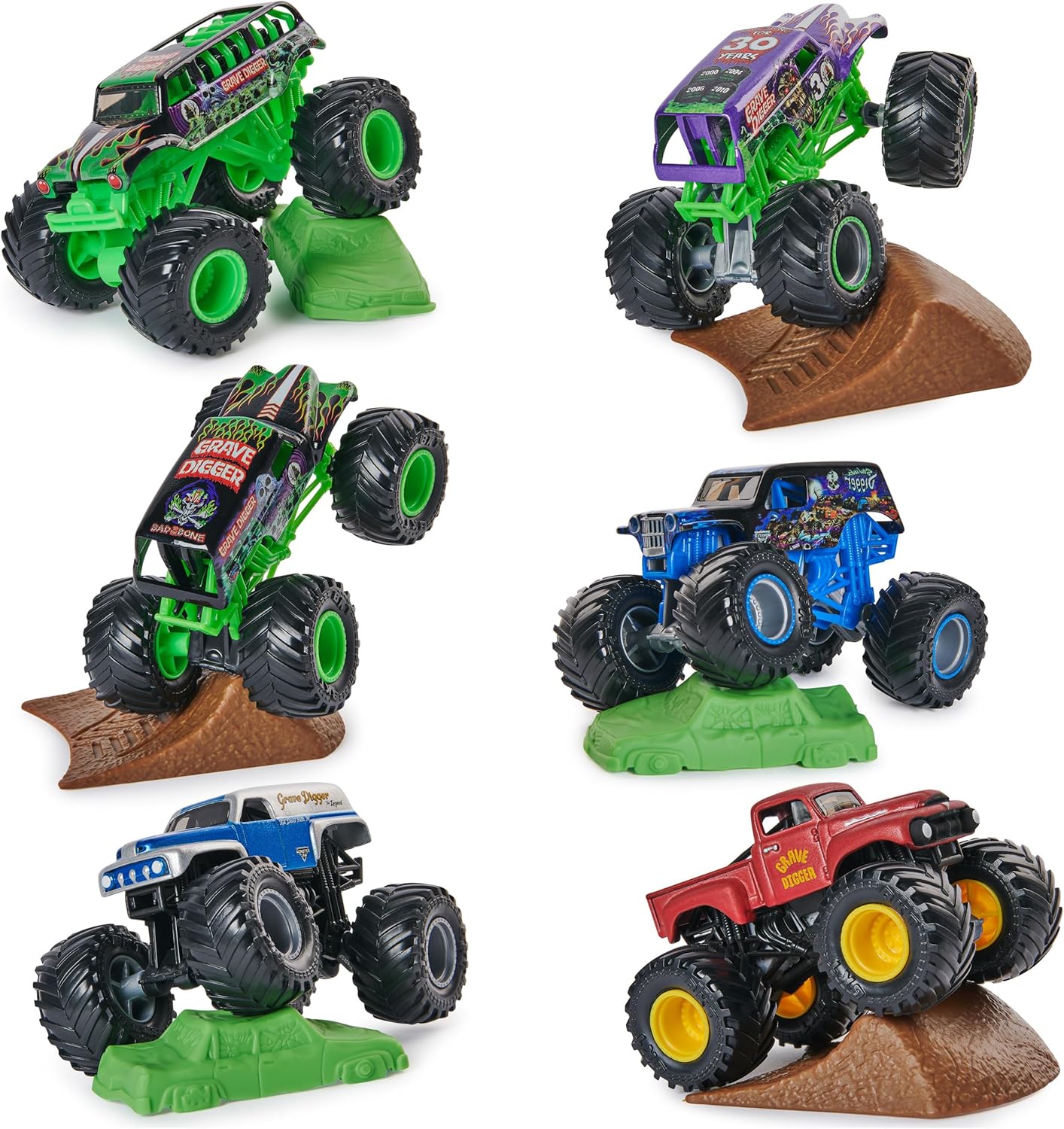 Monster Jam, Grave Digger 40th Anniversary 8-Pack Monster Trucks with Bonus Accessories, 1:64 Scale, Kids Toys for Boys and Girls 3 and up