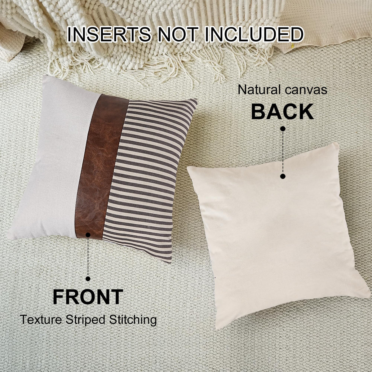 Beige Linen Throw Pillow Covers 18x18 inch