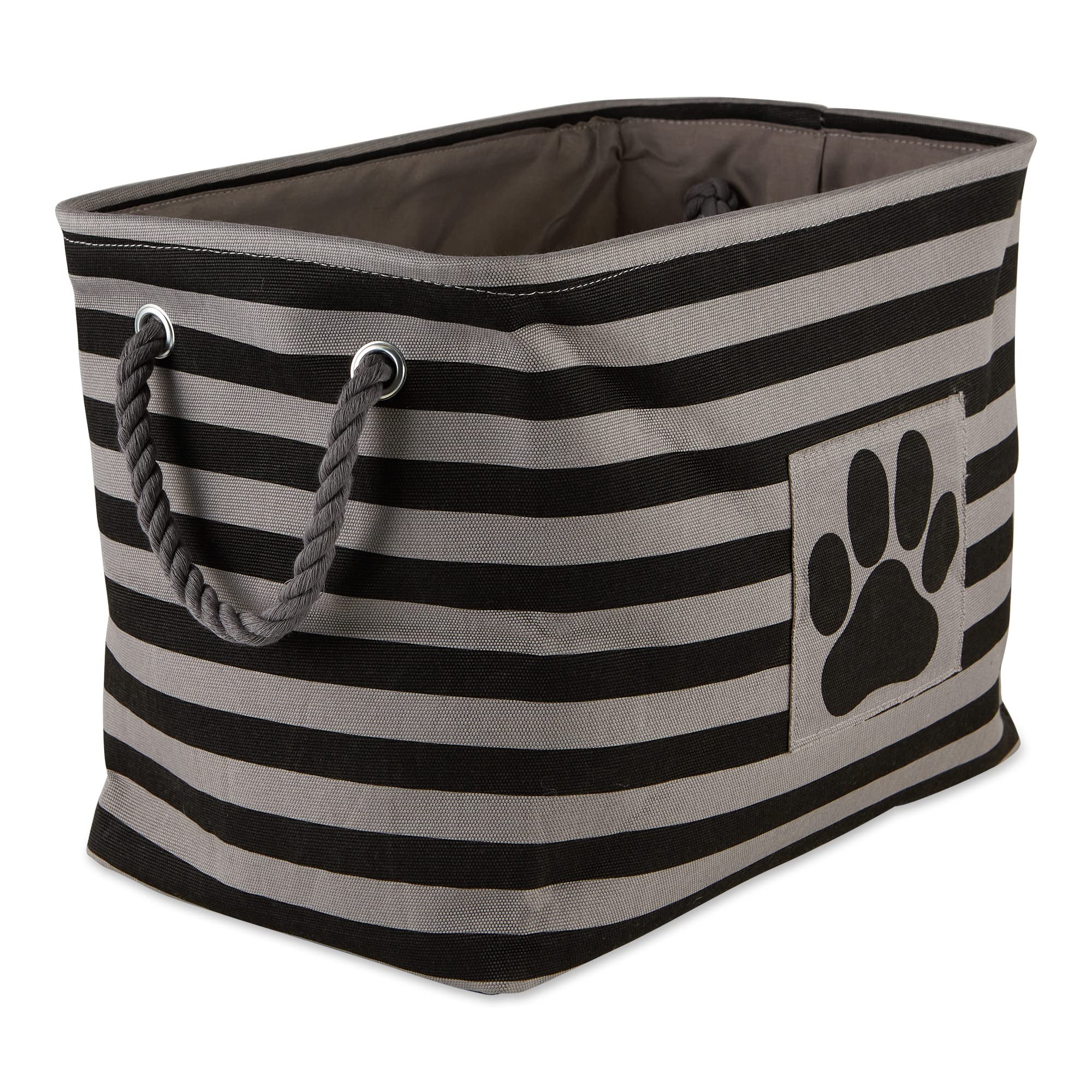 Bone Dry Pet Storage Collection Striped Paw Patch Bin, Aqua, Small Rectangle