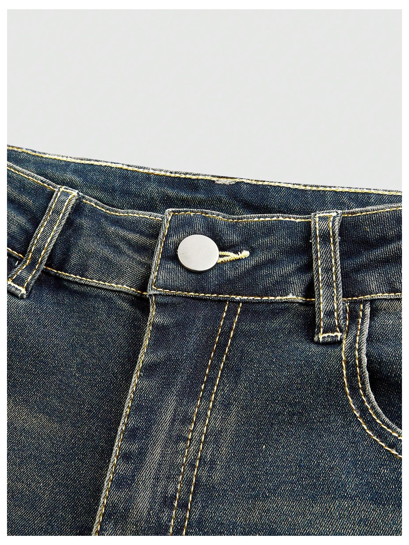 MakeMeChic Women's Bell Bottom Jeans Stretchy Flared Jeans Embroidered Y2K High Waist Denim Pants