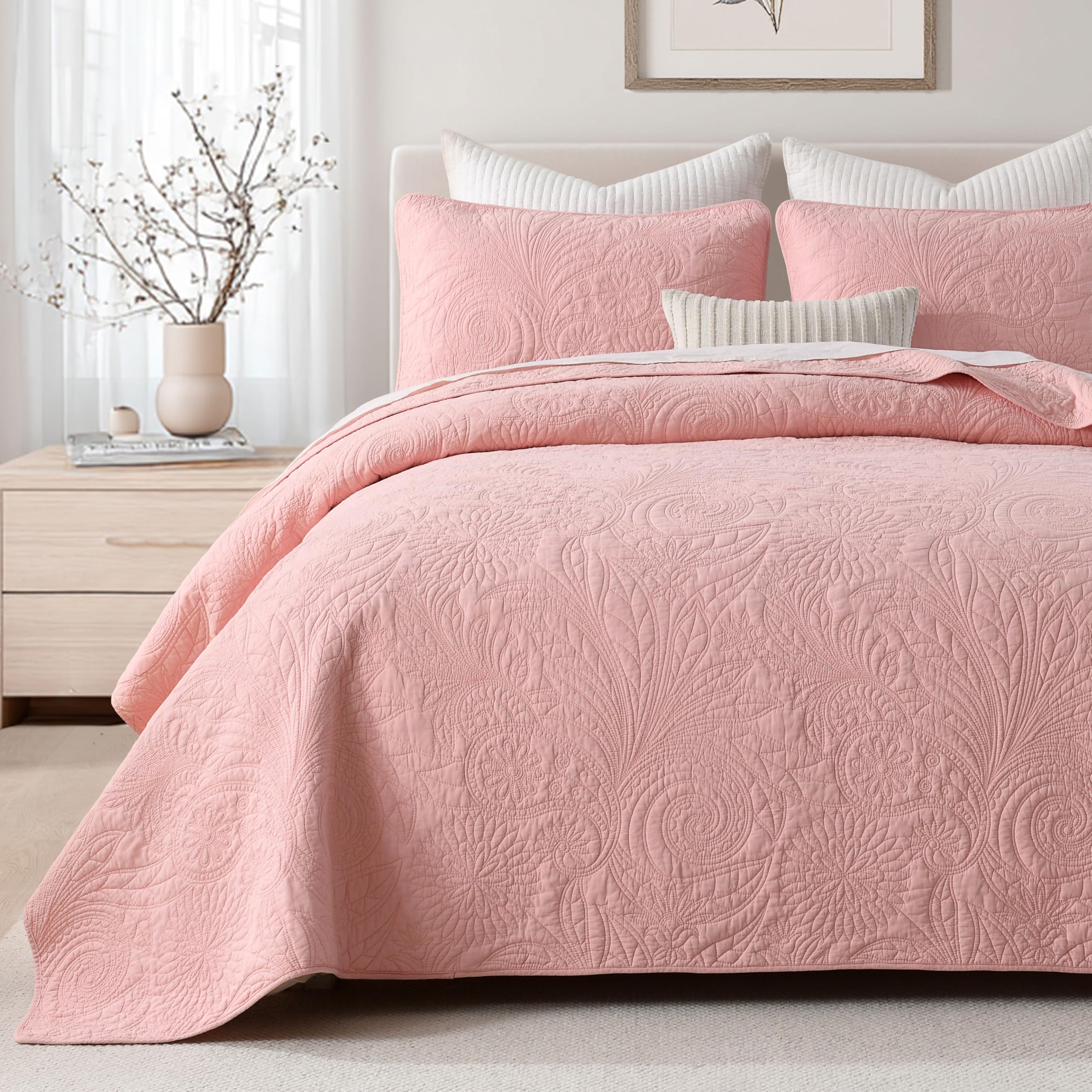 Yellow Quilts Queen Size, Paisley Comforter Set Queen Cotton Bed, Yellow Grey White Comforter, Striped Bedding Queen Size, Lightweight Luxury Bedspread,3 Piece
