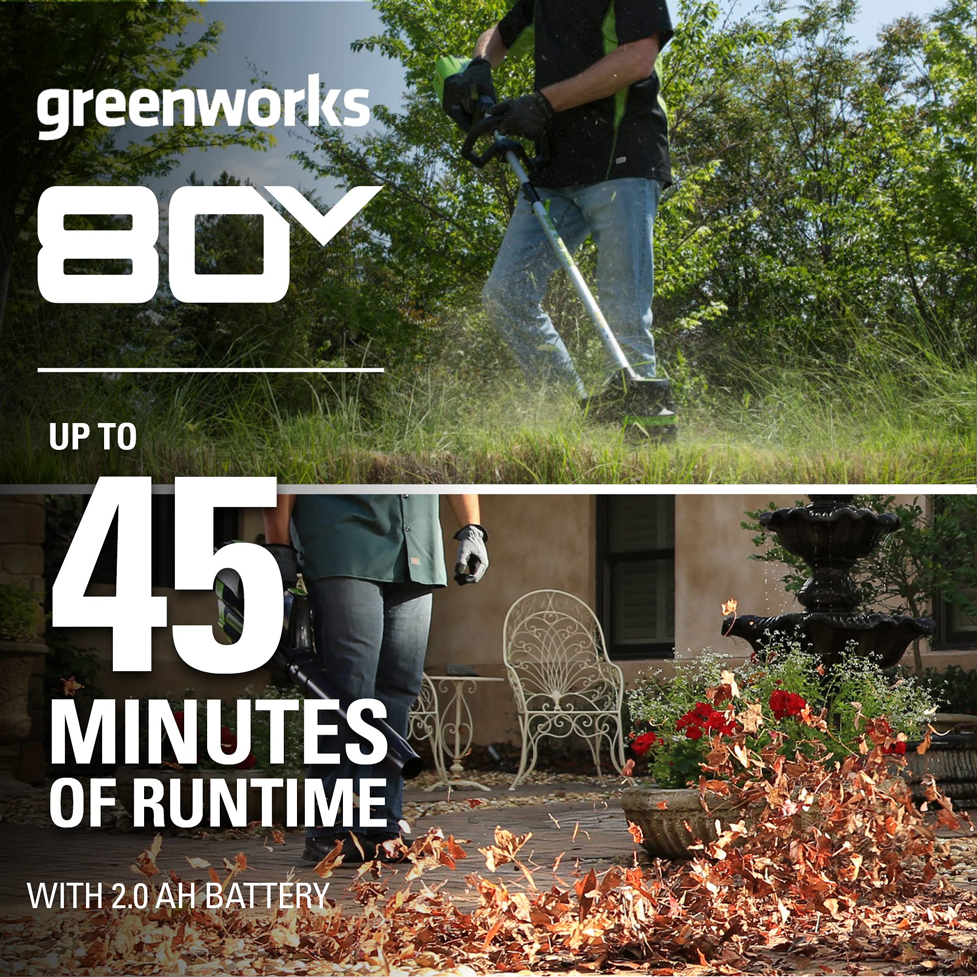 Greenworks Pro 80V Cordless Brushless String Trimmer + Leaf Blower Combo, 2Ah Battery and Charger Included STBA80L210 & 0.080" 200-Foot Twisted String Trimmer Line