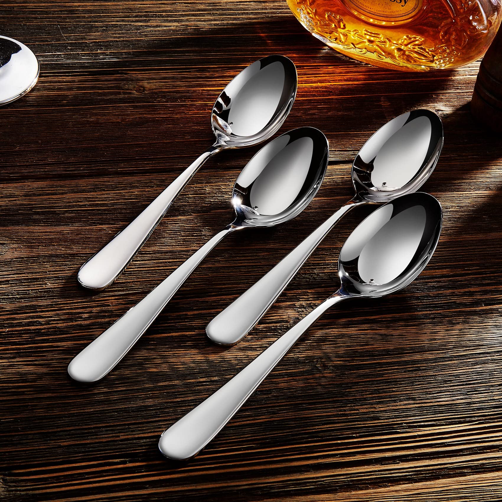 KEAWELL Premium Louise Spoons Set, Set of 4, 18/10 Stainless Steel, Exceptional mirror finish, Dishwasher Safe (5.6" Small Spoon)