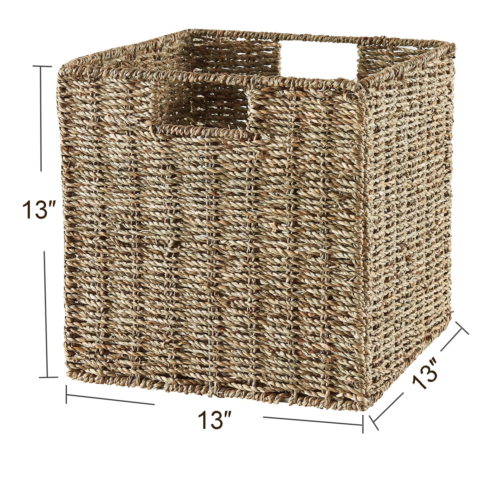 Vagusicc Wicker Storage Basket, Set of 2 Seagrass Storage Baskets, Foldable Wicker Basket 9 Inch Square Cube Storage Bins Storage Baskets for Organizing Shelf Baskets, 9''x9''x9''